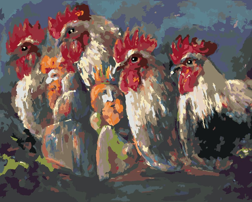 zuty Malování podle čísel - KOHOUTI - Rozměr: 40x50 cm, Rámování: Varianta: bez rámu a bez vypnutí plátna - obrázek 7