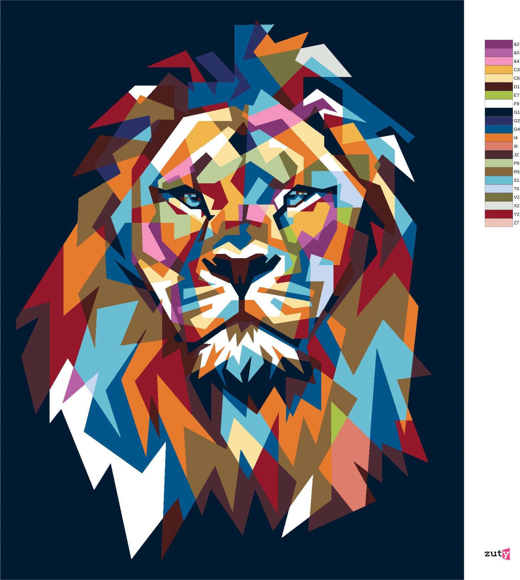 zuty Malování podle čísel - BAREVNÝ LEV III - Rozměr: 40x50 cm, Rámování: Varianta: vypnuté plátno na rám - obrázek 3
