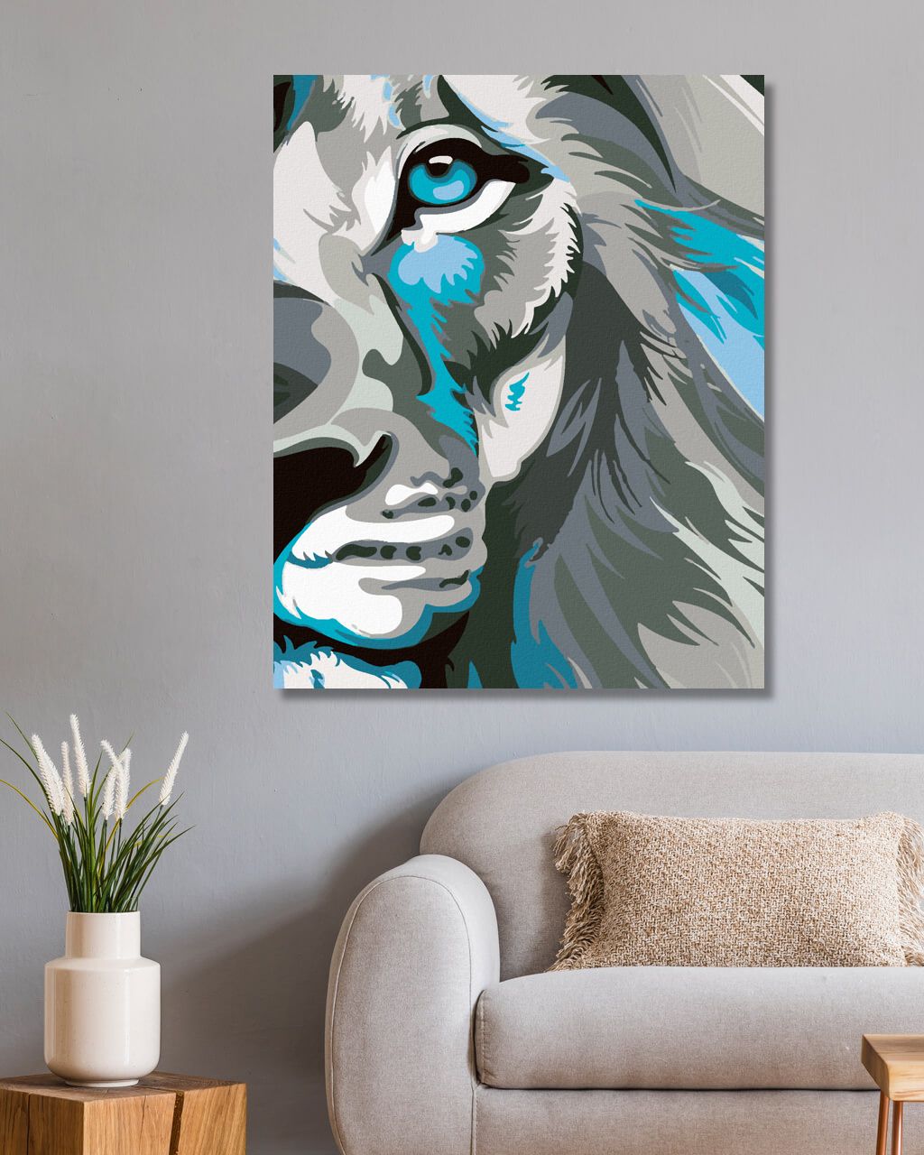 zuty Malování podle čísel - MODROŠEDÝ LEV - Rozměr: 40x50 cm, Rámování: Varianta: vypnuté plátno na rám - obrázek 10