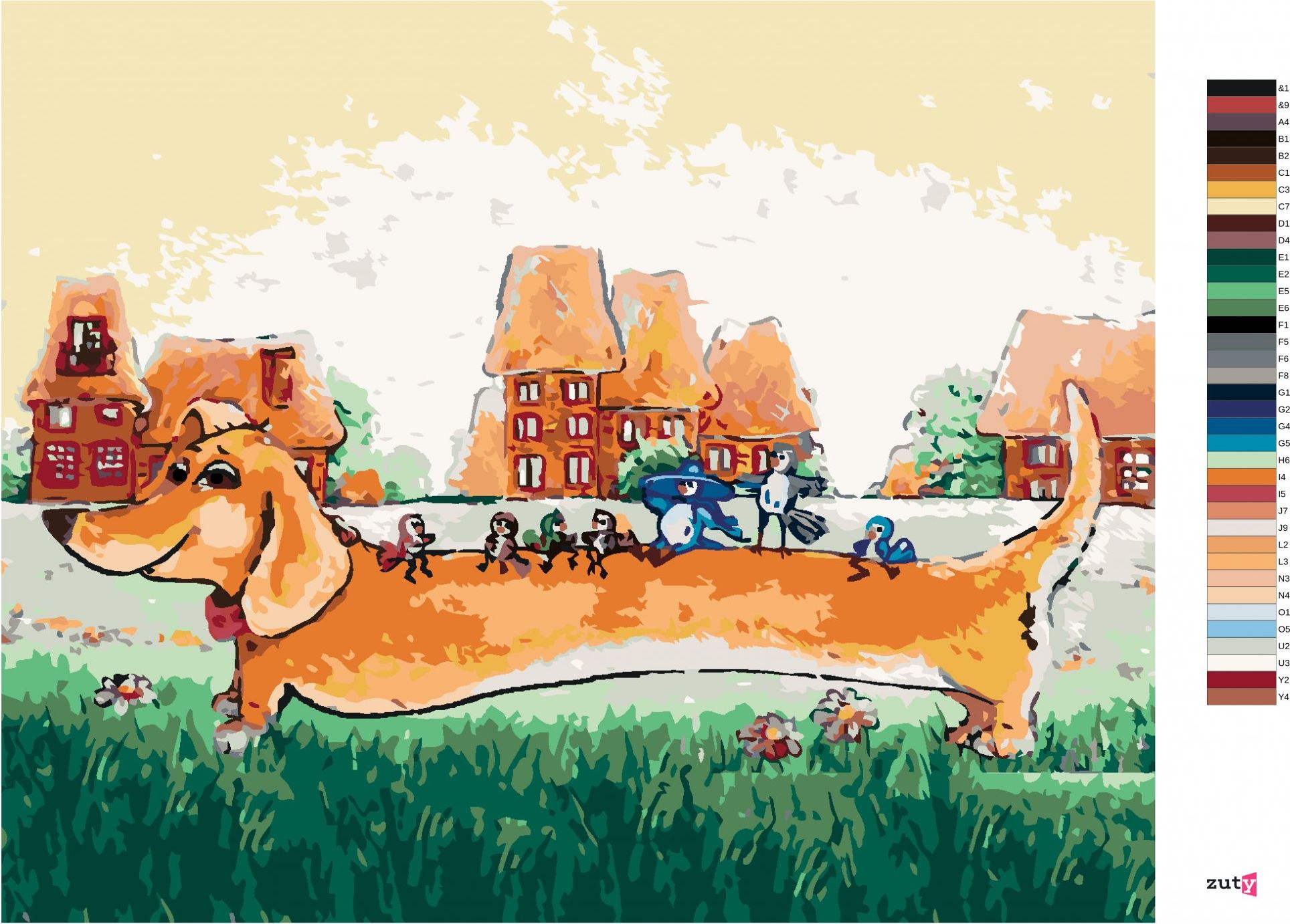 zuty Malování podle čísel - PEJSEK AUTOBUSEM - Rozměr: 40x50 cm, Rámování: Varianta: vypnuté plátno na rám - obrázek 2