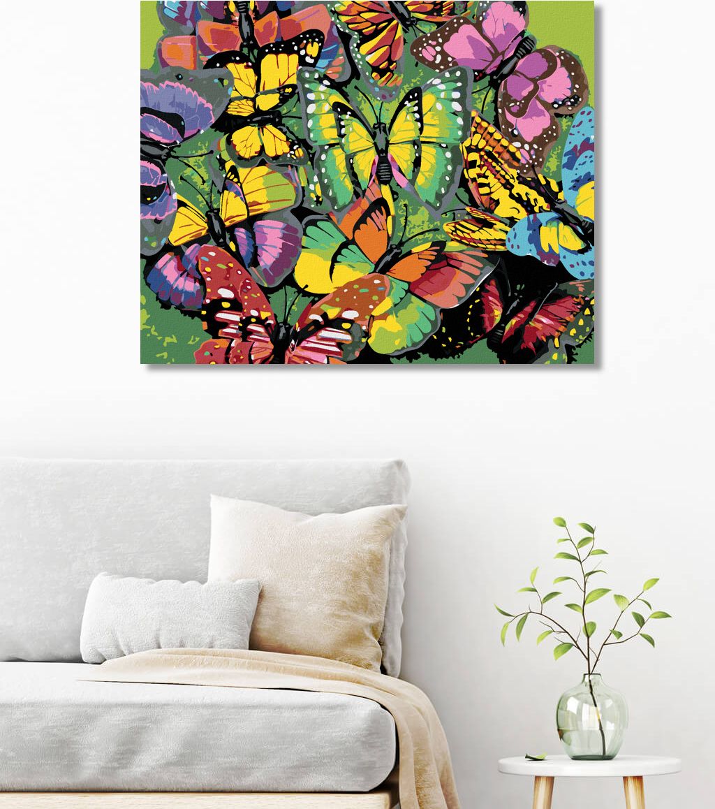 zuty Malování podle čísel - HEJNO BAREVNÝCH MOTÝLŮ - Rozměr: 40x50 cm, Rámování: Varianta: bez rámu a bez vypnutí plátna - obrázek 10