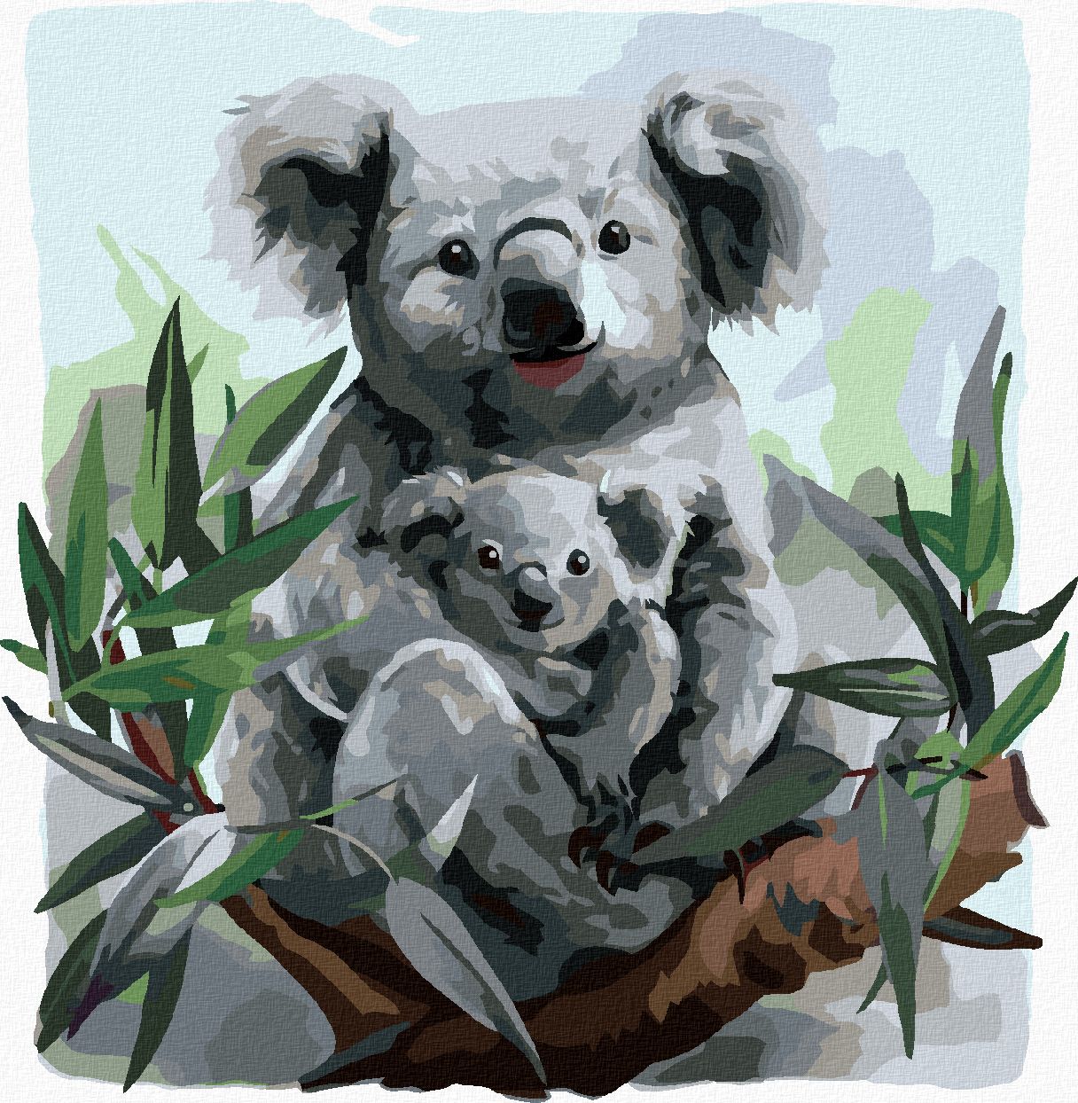 zuty Malování podle čísel - KOALA A JEJÍ DÍTĚ - Rozměr: 40x50 cm, Rámování: Varianta: vypnuté plátno na rám - obrázek 1