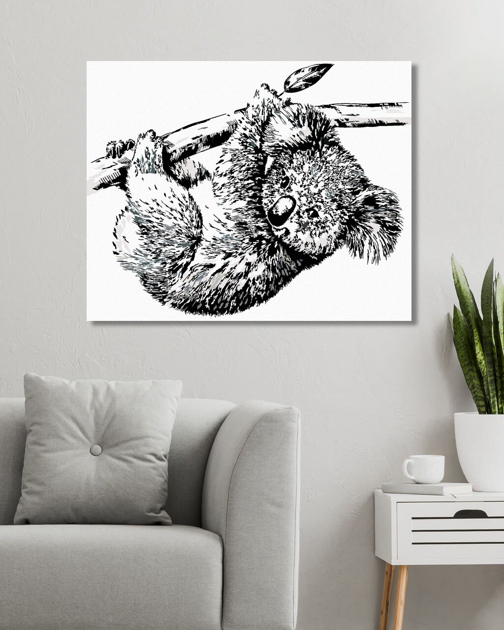 zuty Malování podle čísel - ČERNOBÍLÁ KOALA - Rozměr: 40x50 cm, Rámování: Varianta: bez rámu a bez vypnutí plátna - obrázek 3