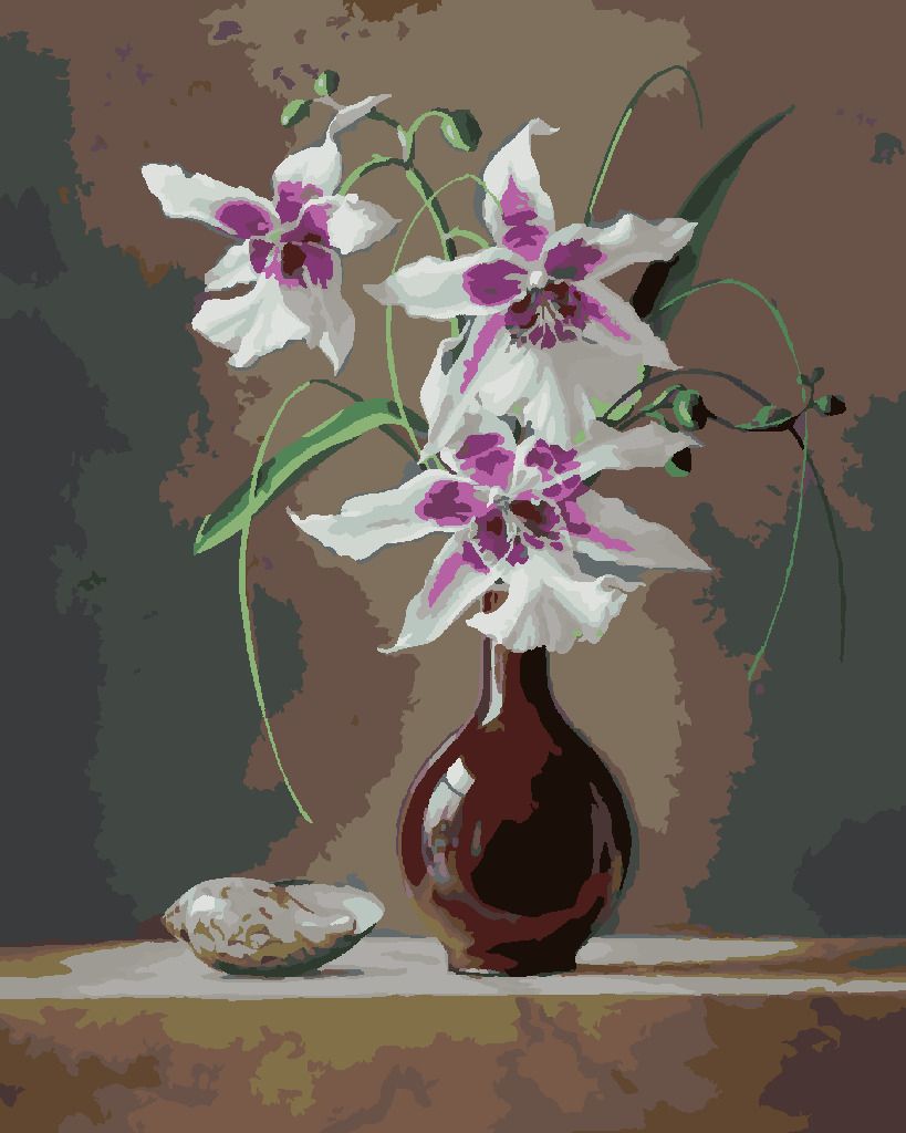 zuty Malování podle čísel - ZÁTIŠÍ ORCHIDEJ V ČERVENÉ VÁZE A MUŠLE (PIETER WAGEMANS) - Rozměr: 40x50 cm, Rámování: Varianta: vypnuté plátno na rám - obrázek 11