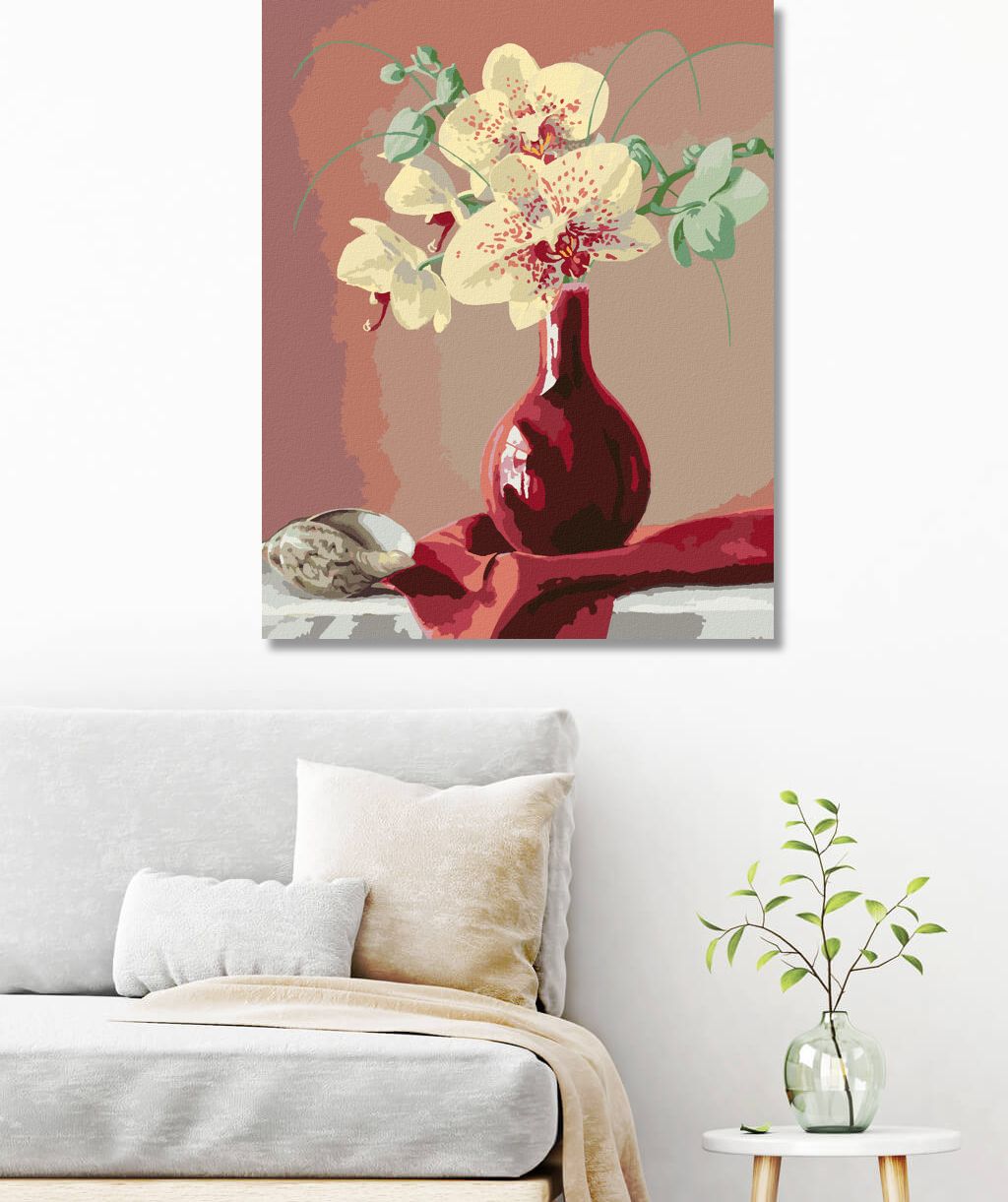 zuty Malování podle čísel - ZÁTIŠÍ ORCHIDEJ V ČERVENÉ VÁZE A MUŠLE (PIETER WAGEMANS) - Rozměr: 40x50 cm, Rámování: Varianta: vypnuté plátno na rám - obrázek 15