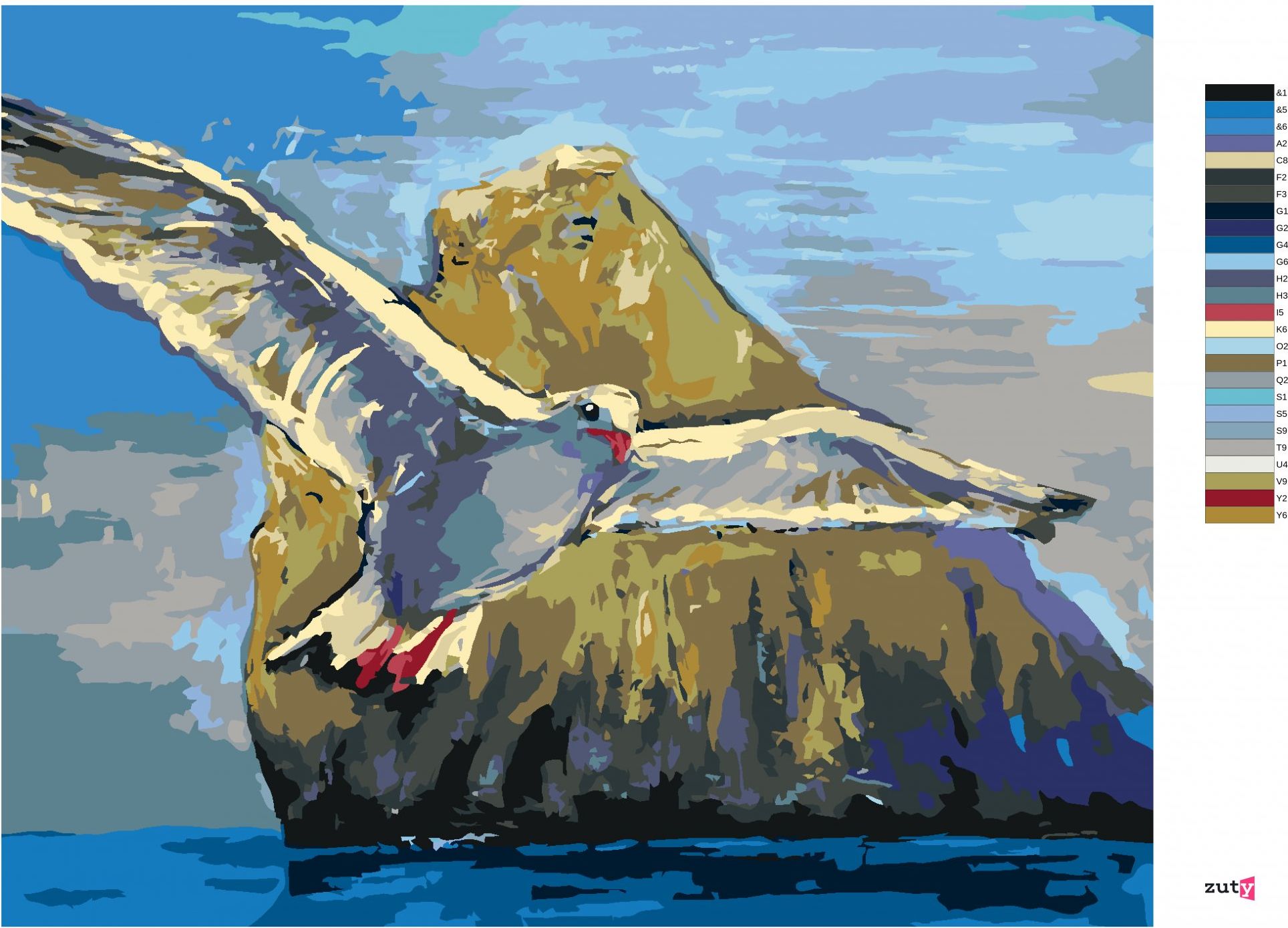 zuty Malování podle čísel - RACEK LETÍCÍ KOLEM KAMENE - Rozměr: 40x50 cm, Rámování: Varianta: bez rámu a bez vypnutí plátna - obrázek 8
