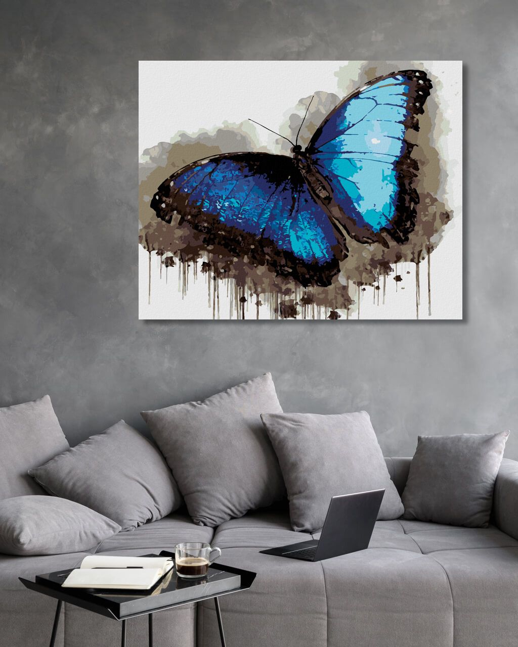zuty Malování podle čísel - MODROČERNÝ MOTÝL - Rozměr: 40x50 cm, Rámování: Varianta: vypnuté plátno na rám - obrázek 4