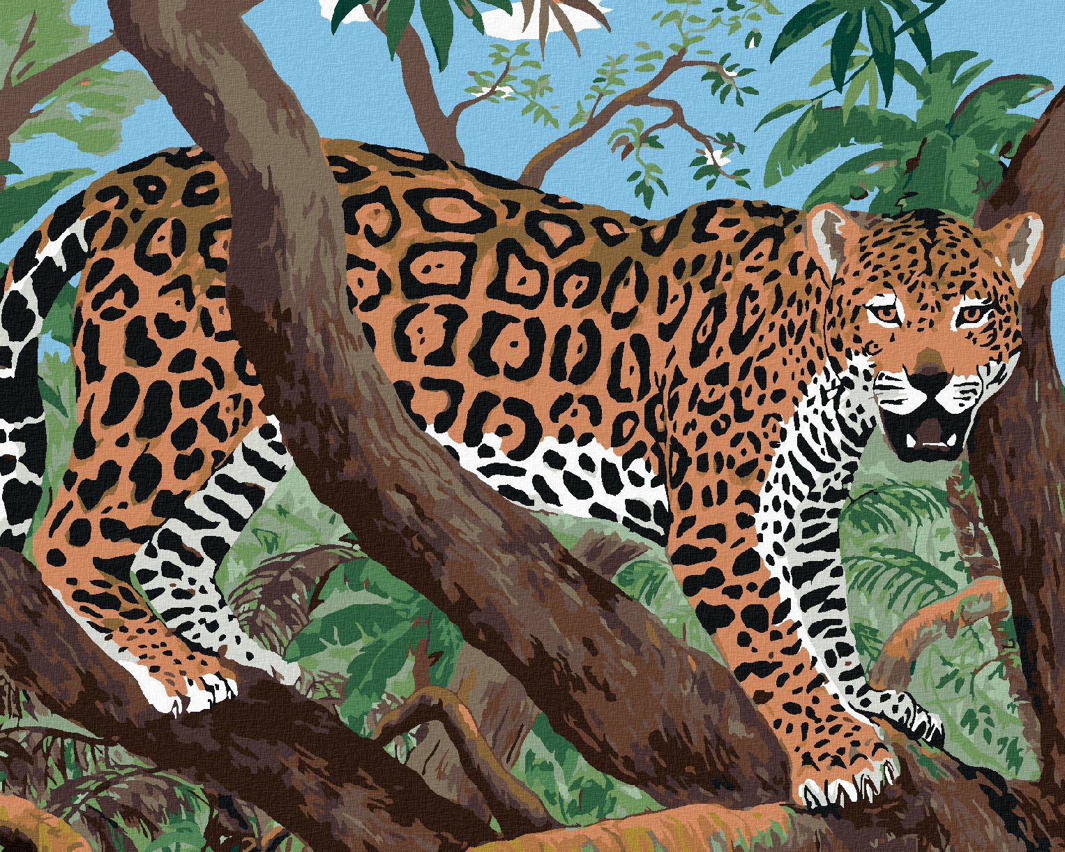 zuty Malování podle čísel - JAGUÁR NA VĚTVI - Rozměr: 40x50 cm, Rámování: Varianta: vypnuté plátno na rám - obrázek 1