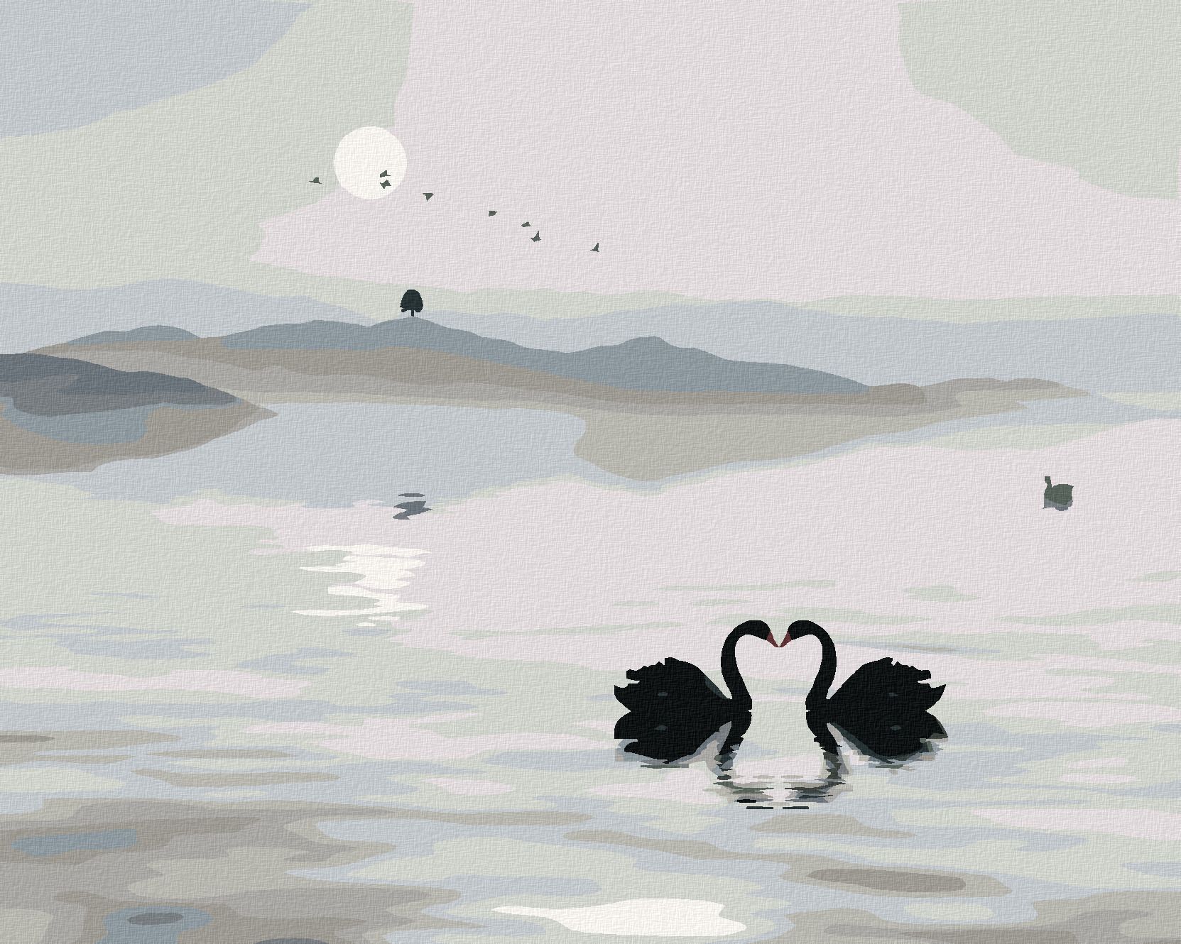 zuty Malování podle čísel - LABUTÍ JEZERO - Rozměr: 40x50 cm, Rámování: Varianta: vypnuté plátno na rám - obrázek 1