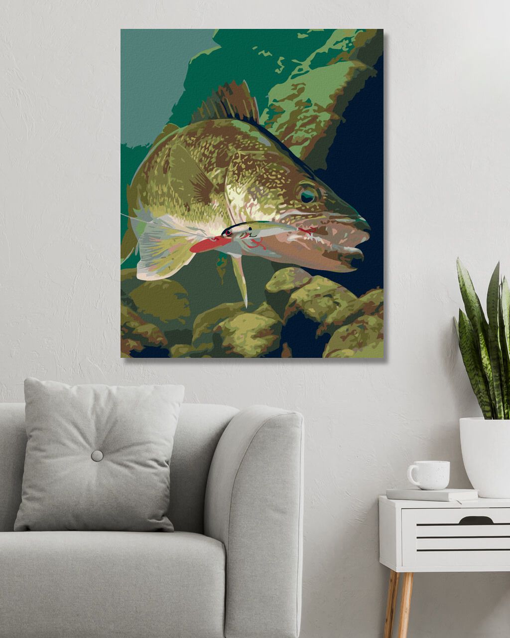 zuty Malování podle čísel - ŠTIKA CHYCENÁ NA HÁČEK (AL AGNEW) - Rozměr: 40x50 cm, Rámování: Varianta: bez rámu a bez vypnutí plátna - obrázek 4