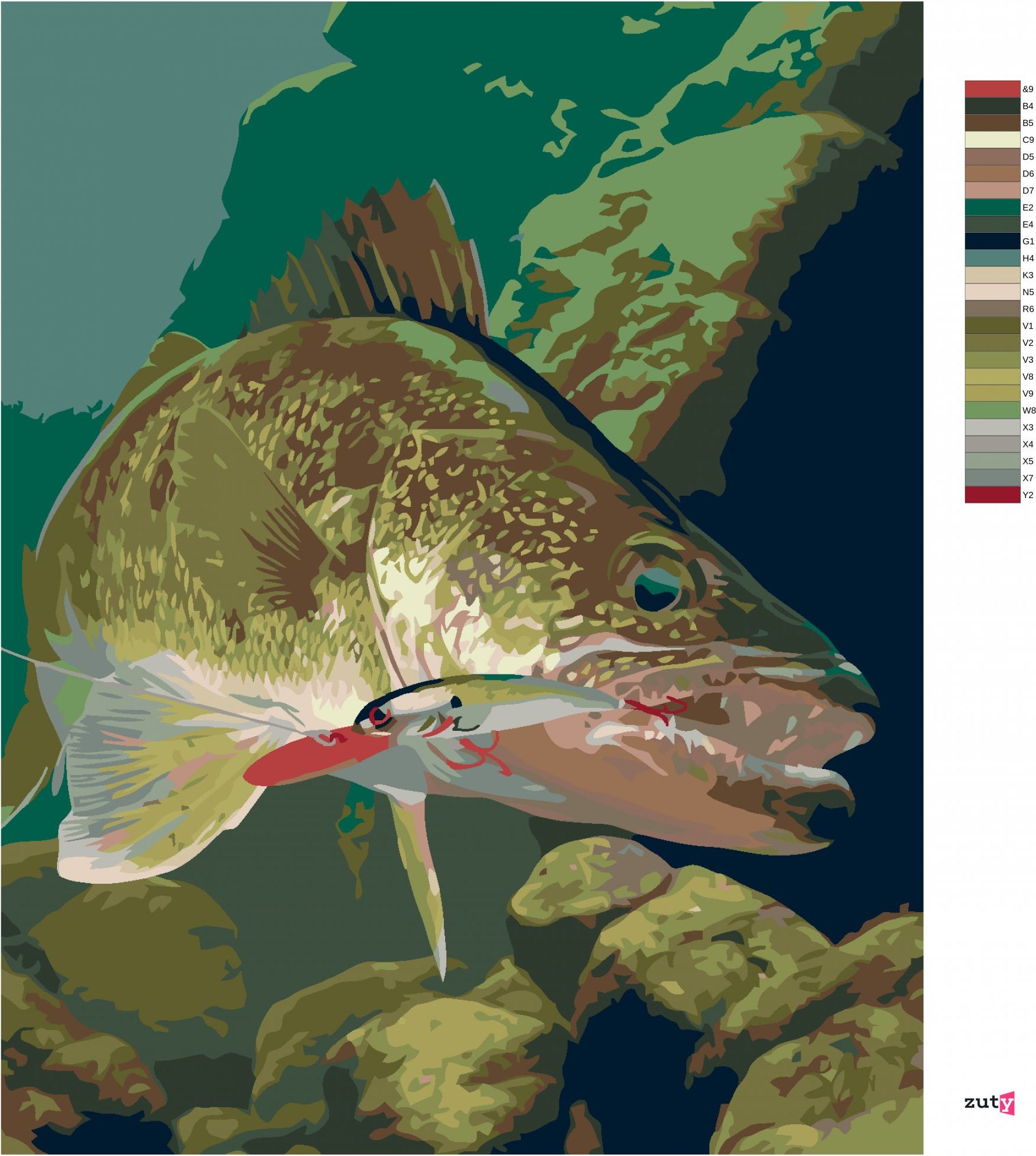 zuty Malování podle čísel - ŠTIKA CHYCENÁ NA HÁČEK (AL AGNEW) - Rozměr: 40x50 cm, Rámování: Varianta: bez rámu a bez vypnutí plátna - obrázek 9