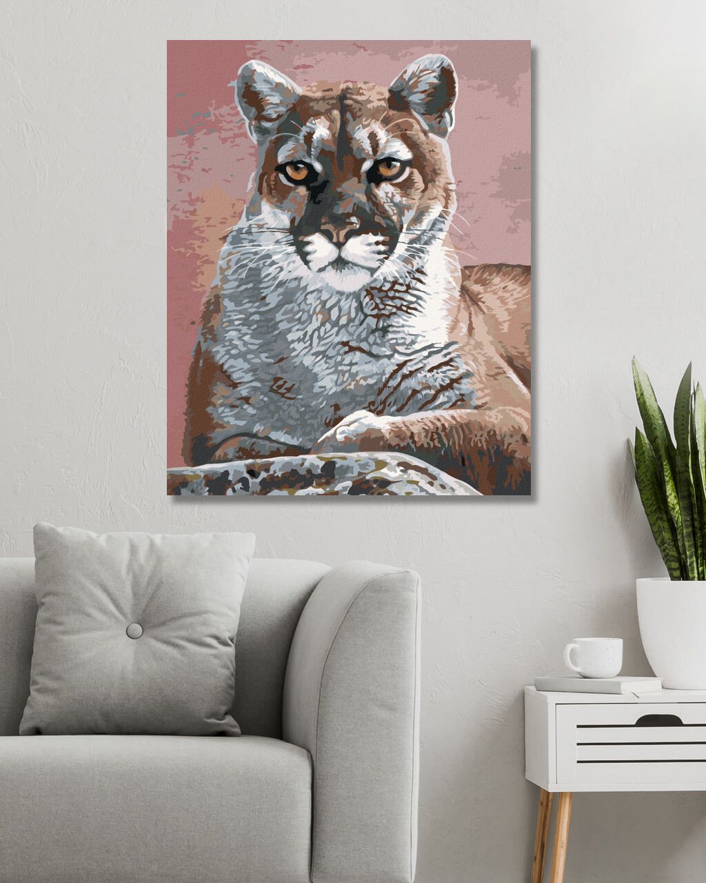 zuty Malování podle čísel - PORTRÉT PUMA (AL AGNEW) - Rozměr: 40x50 cm, Rámování: Varianta: vypnuté plátno na rám - obrázek 3
