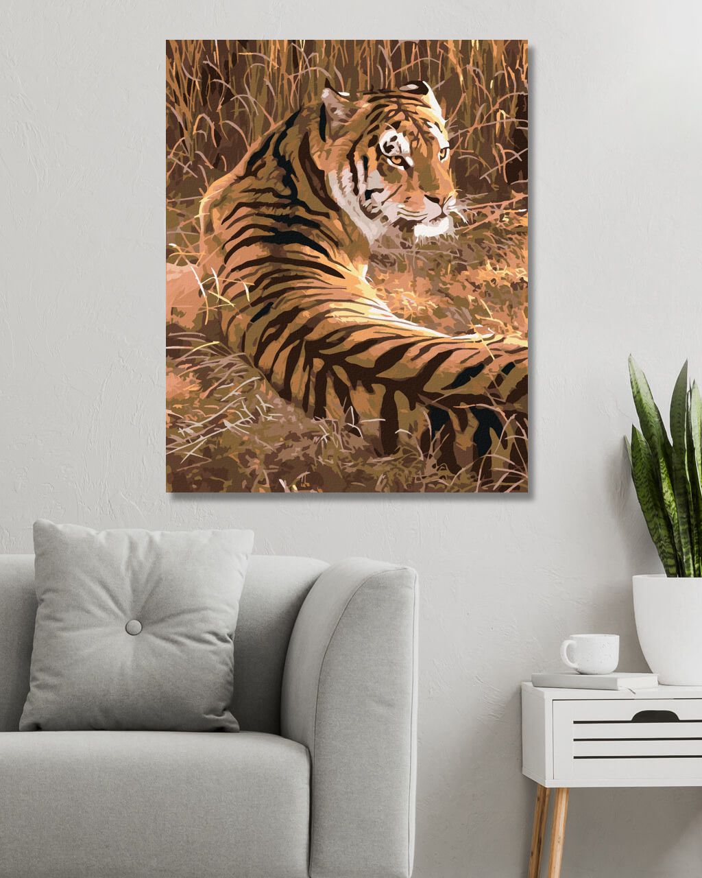 zuty Malování podle čísel - TYGR LEŽÍCÍ V TRÁVĚ (AL AGNEW) - Rozměr: 40x50 cm, Rámování: Varianta: bez rámu a bez vypnutí plátna - obrázek 9