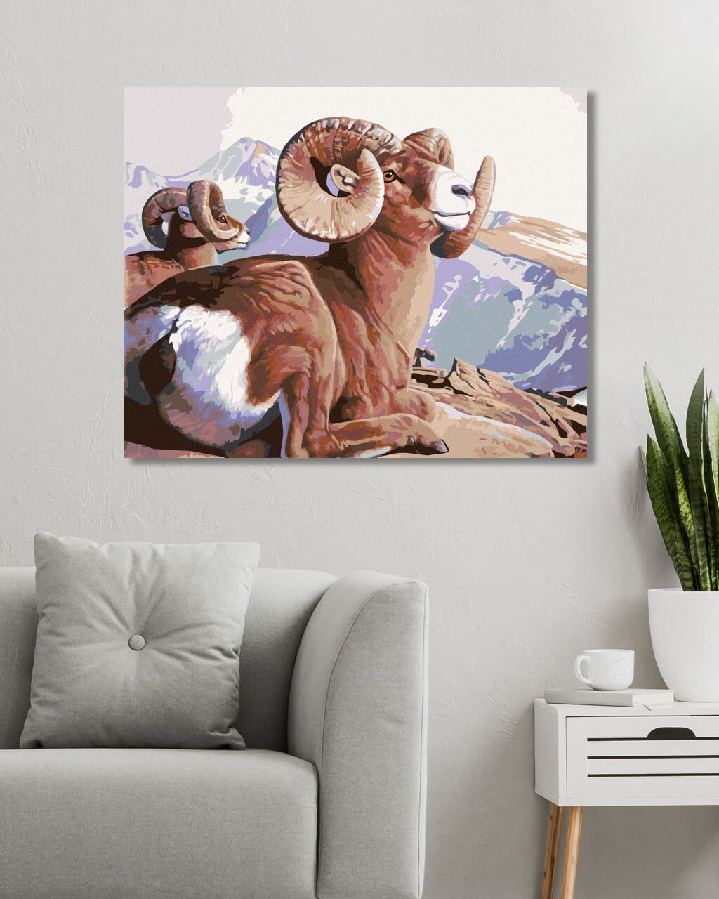 zuty Malování podle čísel - OVCE TLUSTOROHÁ NA SKÁLE (AL AGNEW) - Rozměr: 40x50 cm, Rámování: Varianta: vypnuté plátno na rám - obrázek 5