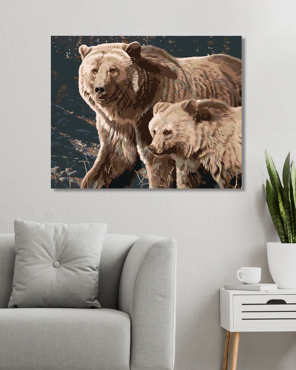 zuty Malování podle čísel - MEDVĚD S MLÁDĚTEM (AL AGNEW) - Rozměr: 40x50 cm, Rámování: Varianta: bez rámu a bez vypnutí plátna - obrázek 9