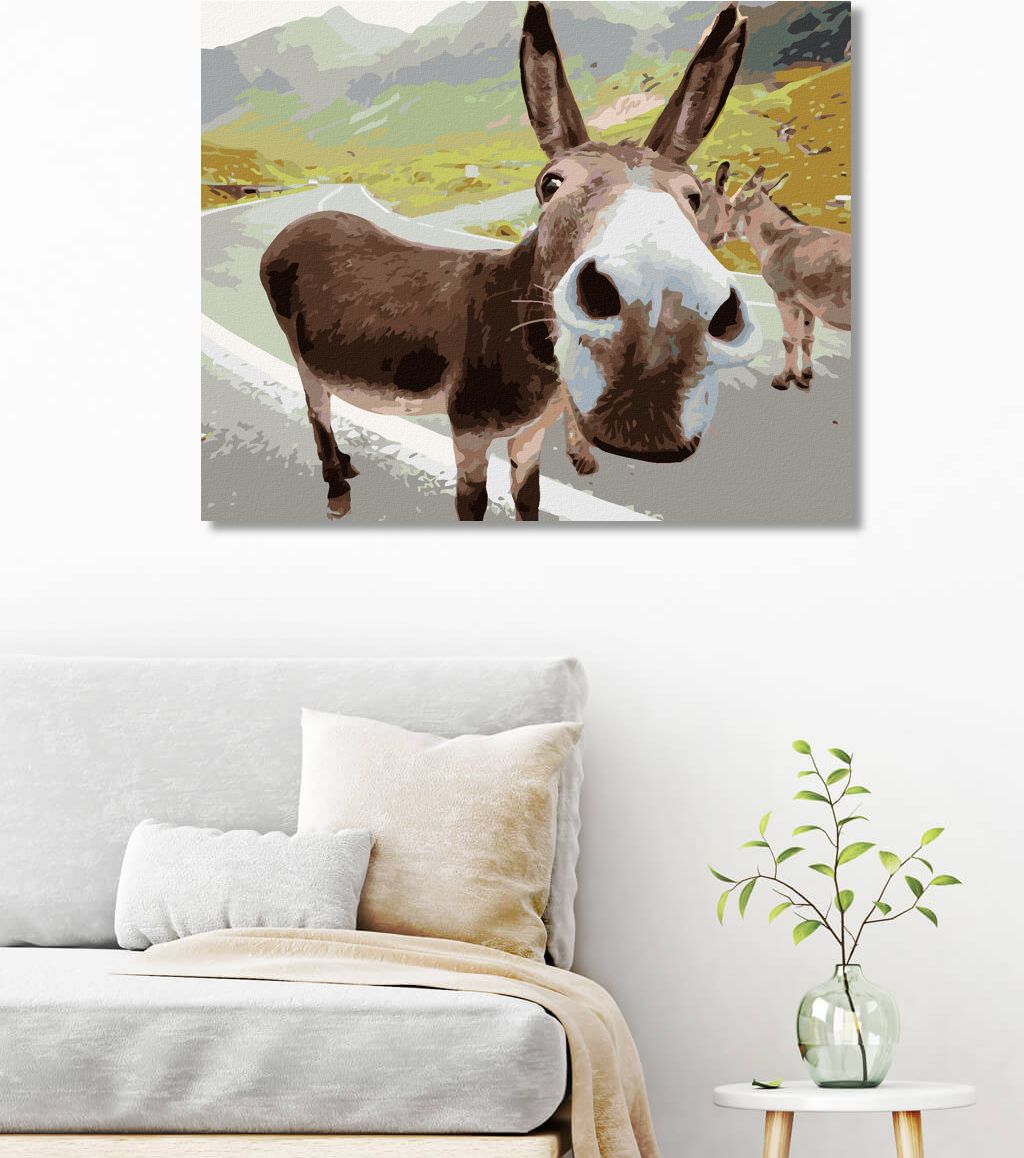 zuty Malování podle čísel - OSEL NA SILNICI - Rozměr: 40x50 cm, Rámování: Varianta: bez rámu a bez vypnutí plátna - obrázek 6