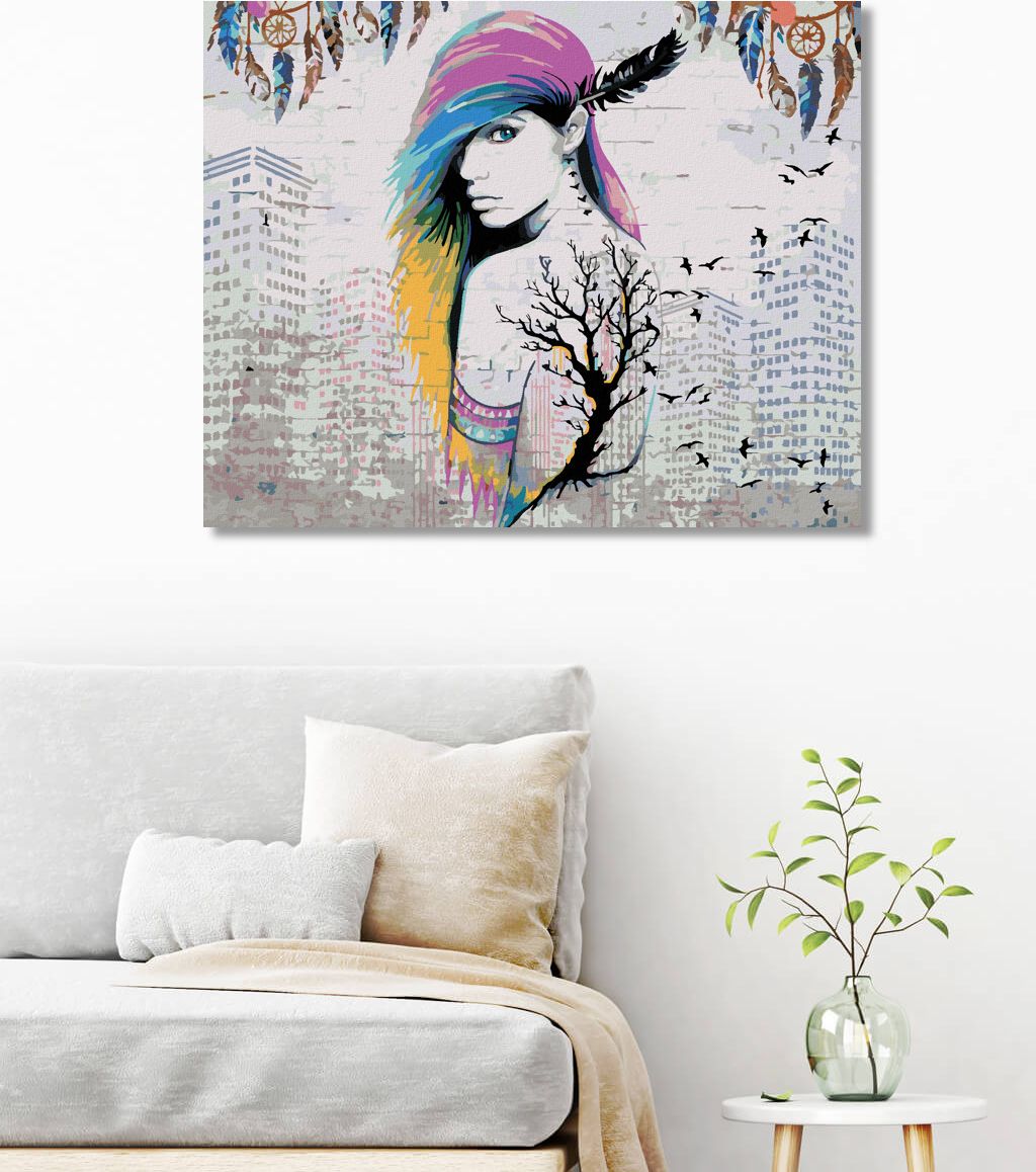 zuty Malování podle čísel - ŽENA S BAREVNÝMI VLASY - Rozměr: 40x50 cm, Rámování: Varianta: bez rámu a bez vypnutí plátna - obrázek 6