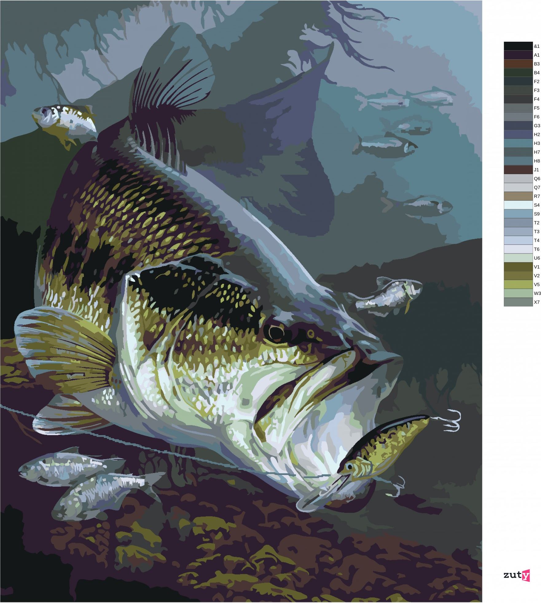 zuty Malování podle čísel - OKOUNEK PSTRUHOVÝ NA HÁČKU (AL AGNEW) - Rozměr: 40x50 cm, Rámování: Varianta: vypnuté plátno na rám - obrázek 8