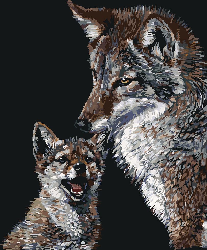 zuty Malování podle čísel - KOJOT A MLÁDĚ (AL AGNEW) - Rozměr: 40x50 cm, Rámování: Varianta: bez rámu a bez vypnutí plátna - obrázek 4