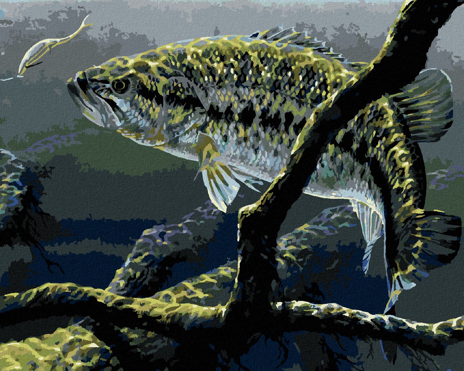 zuty Malování podle čísel - RYBA A HÁČEK (AL AGNEW) - Rozměr: 40x50 cm, Rámování: Varianta: vypnuté plátno na rám - obrázek 1