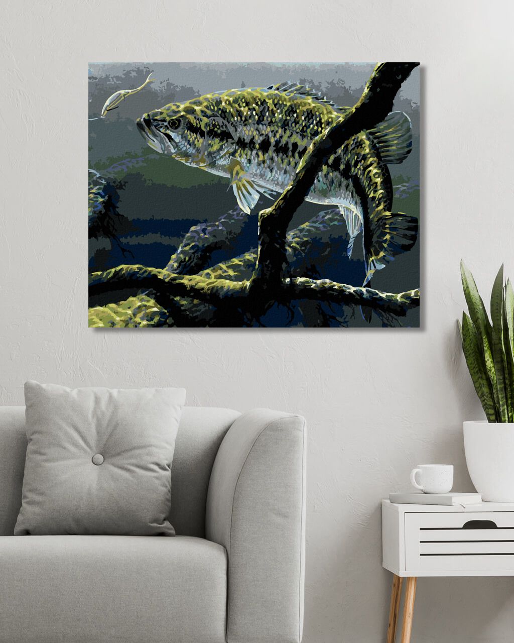 zuty Malování podle čísel - RYBA A HÁČEK (AL AGNEW) - Rozměr: 40x50 cm, Rámování: Varianta: vypnuté plátno na rám - obrázek 2
