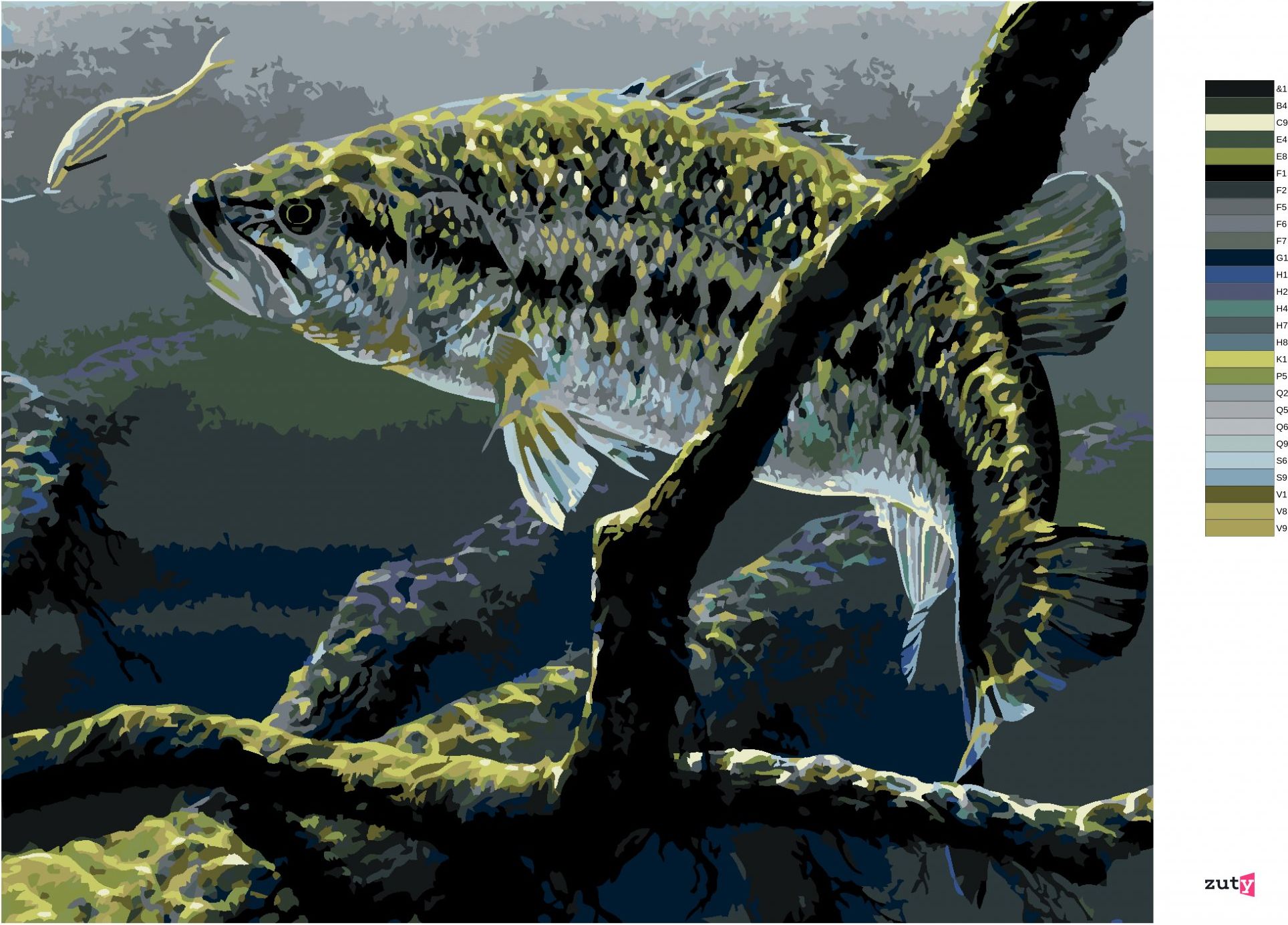 zuty Malování podle čísel - RYBA A HÁČEK (AL AGNEW) - Rozměr: 40x50 cm, Rámování: Varianta: vypnuté plátno na rám - obrázek 4