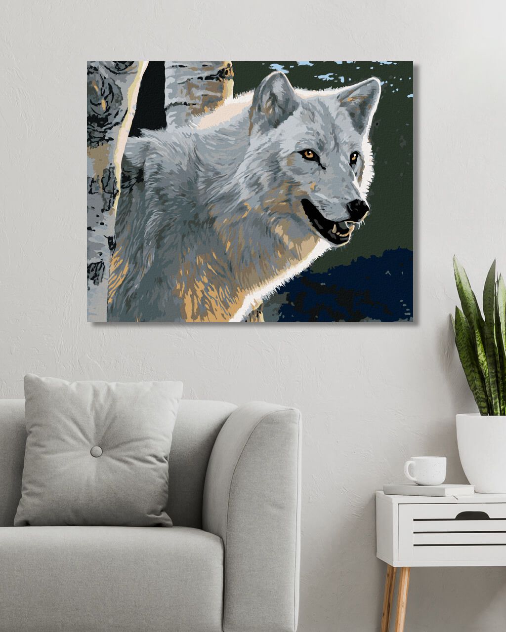 zuty Malování podle čísel - BÍLÝ VLK A BŘÍZY (AL AGNEW) - Rozměr: 40x50 cm, Rámování: Varianta: bez rámu a bez vypnutí plátna - obrázek 12