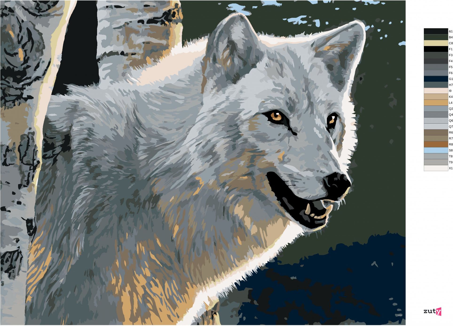 zuty Malování podle čísel - BÍLÝ VLK A BŘÍZY (AL AGNEW) - Rozměr: 40x50 cm, Rámování: Varianta: bez rámu a bez vypnutí plátna - obrázek 18