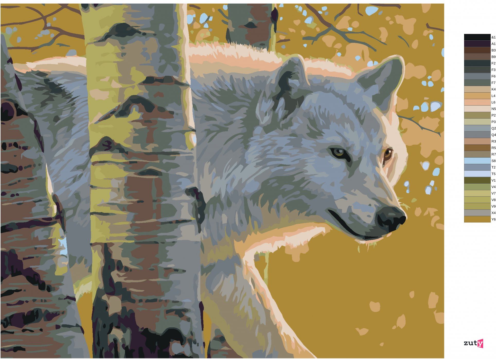 zuty Malování podle čísel - BÍLÝ VLK A BŘÍZY (AL AGNEW) - Rozměr: 40x50 cm, Rámování: Varianta: bez rámu a bez vypnutí plátna - obrázek 17