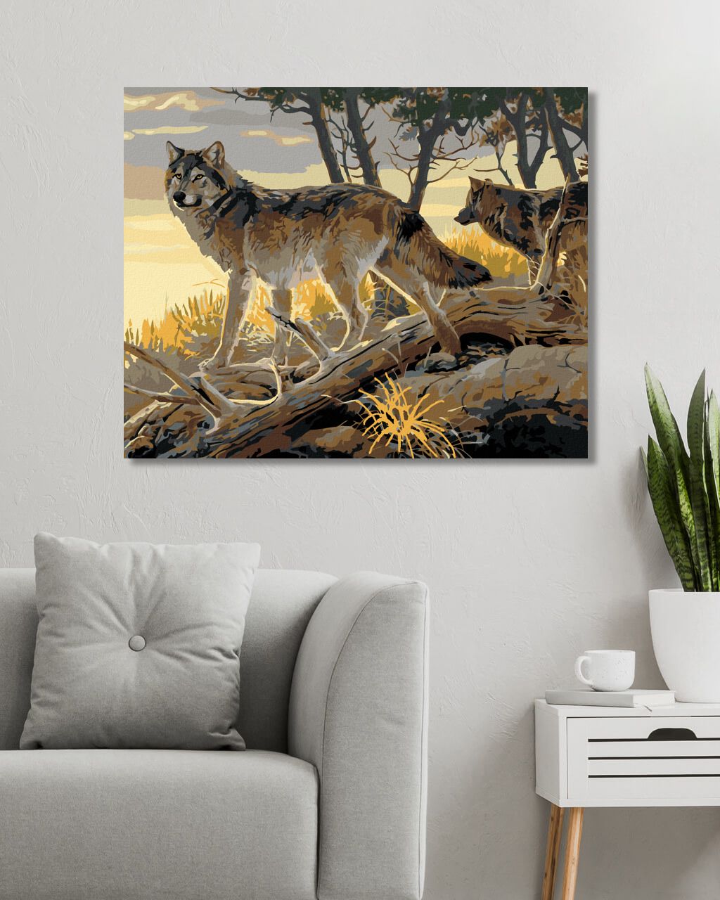 zuty Malování podle čísel - VLK A ZÁPAD SLUNCE (AL AGNEW) - Rozměr: 40x50 cm, Rámování: Varianta: bez rámu a bez vypnutí plátna - obrázek 6