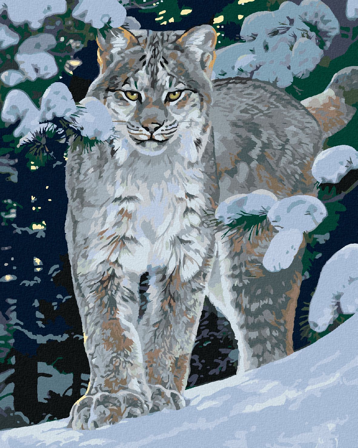 zuty Malování podle čísel - RYS V ZIMĚ (AL AGNEW) - Rozměr: 40x50 cm, Rámování: Varianta: bez rámu a bez vypnutí plátna - obrázek 1