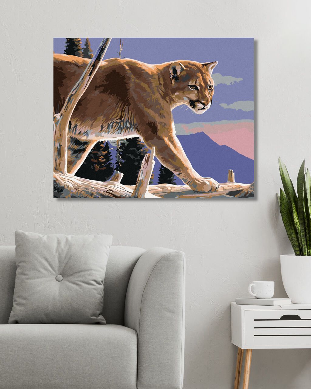 zuty Malování podle čísel - PUMA NA VĚTVI V HORÁCH (AL AGNEW) - Rozměr: 40x50 cm, Rámování: Varianta: bez rámu a bez vypnutí plátna - obrázek 4