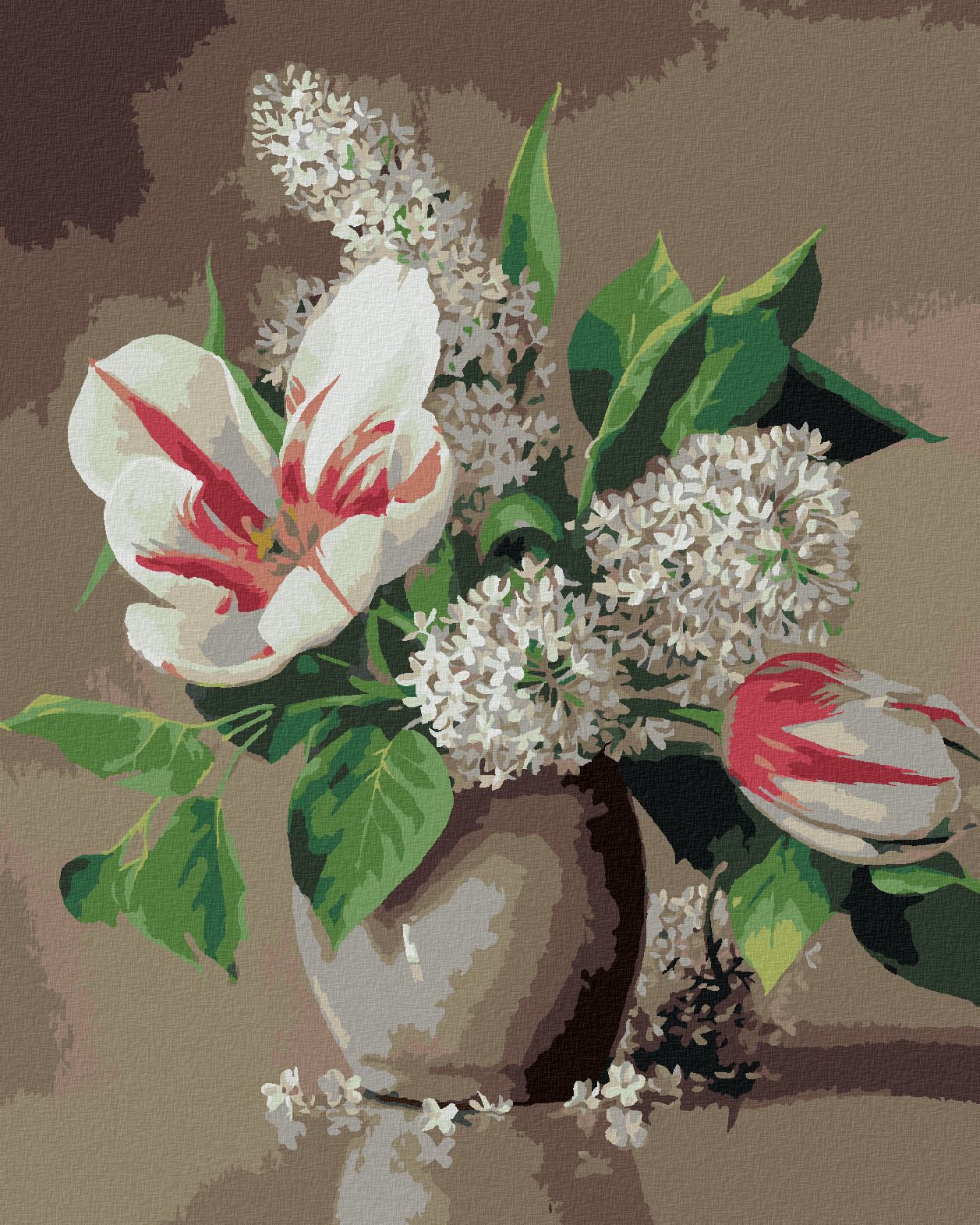 zuty Malování podle čísel - ZÁTIŠÍ TULIPÁN A ŠEŘÍK V KERAMICKÉM KVĚTINÁČI (PIETER WAGEMANS) - Rozměr: 40x50 cm, Rámování: Varianta: vypnuté plátno na rám - obrázek 1