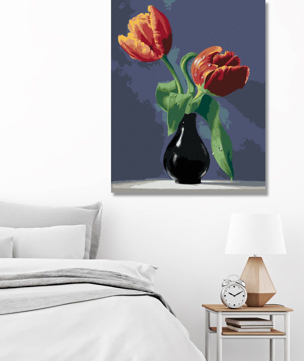 zuty Malování podle čísel - ZÁTIŠÍ TULIPÁNY V ČERNÉ VÁZE NA MRAMOROVÉ DESCE (PIETER WAGEMANS) - Rozměr: 40x50 cm, Rámování: Varianta: bez rámu a bez vypnutí plátna - obrázek 7