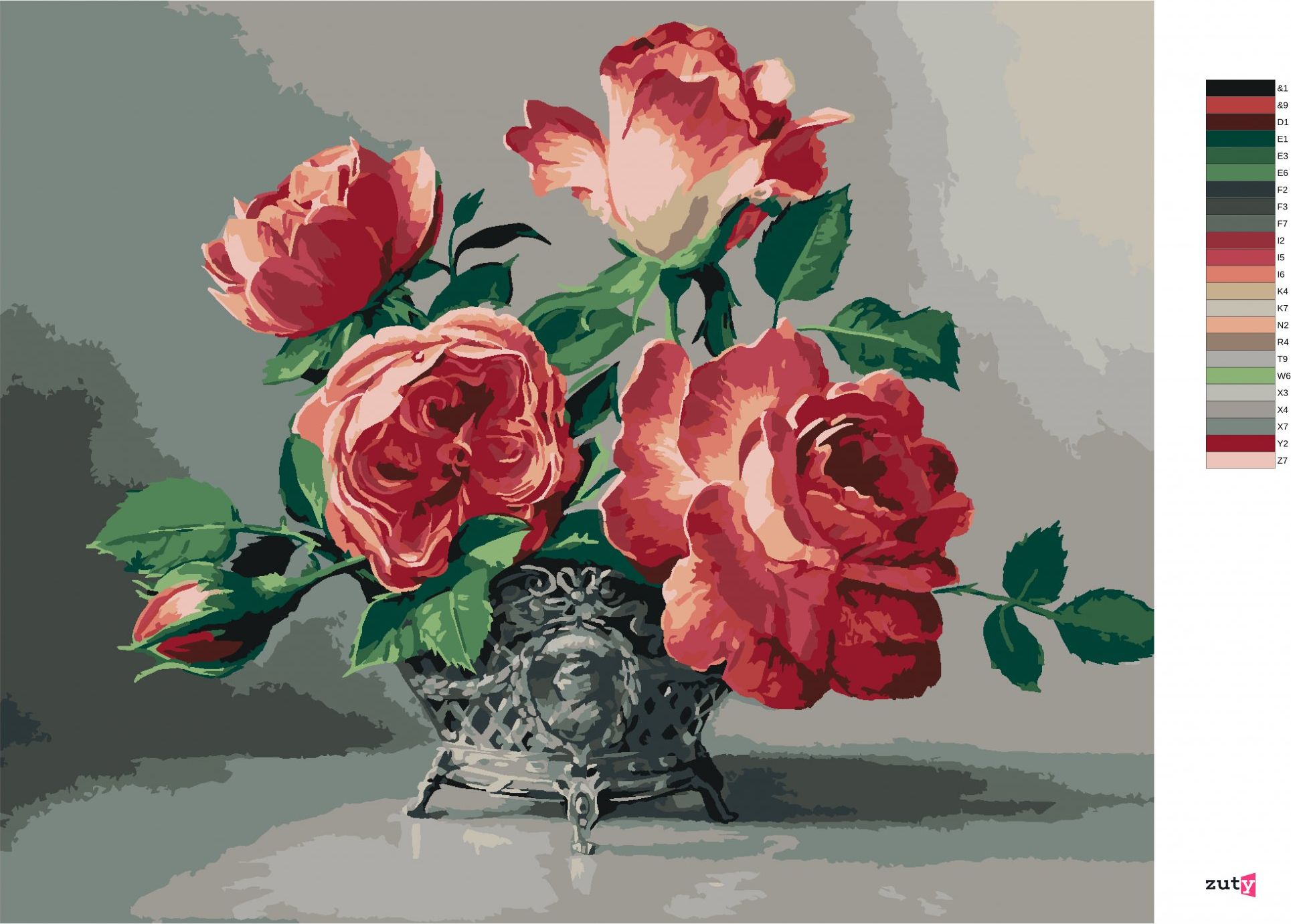 zuty Malování podle čísel - ZÁTIŠÍ RŮŽOVÉ RŮŽE VE ZDOBENÉ VÁZE (PIETER WAGEMANS) - Rozměr: 40x50 cm, Rámování: Varianta: vypnuté plátno na rám - obrázek 6