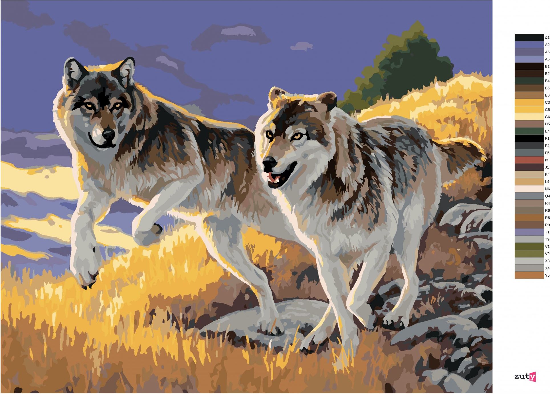 zuty Malování podle čísel - BĚŽÍCÍ VLK (AL AGNEW) - Rozměr: 40x50 cm, Rámování: Varianta: vypnuté plátno na rám - obrázek 10
