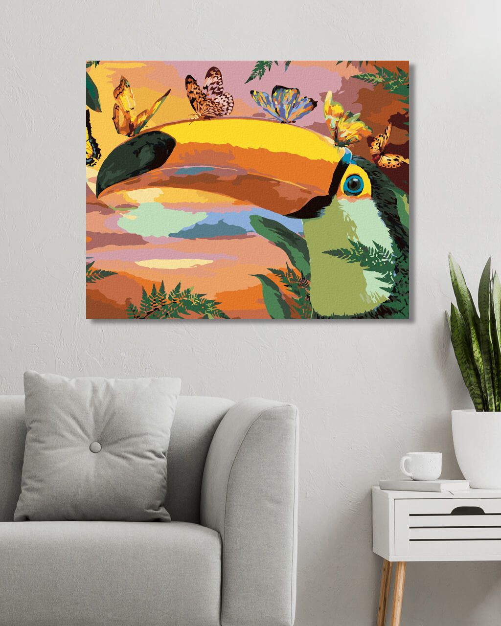 zuty Malování podle čísel - TUKAN A MOTÝLI (CAROL CAVALARIS) - Rozměr: 40x50 cm, Rámování: Varianta: bez rámu a bez vypnutí plátna - obrázek 10