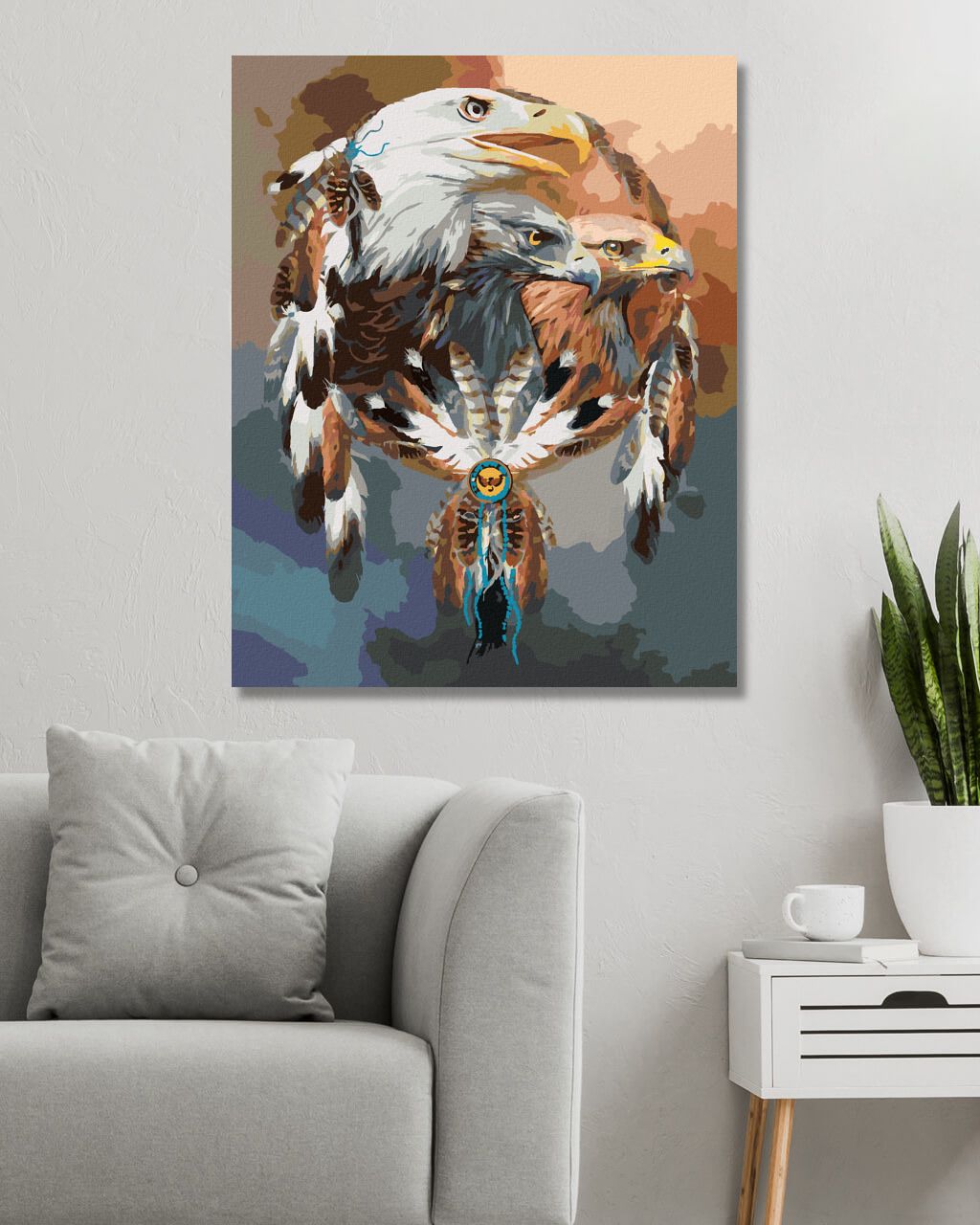 zuty Malování podle čísel - OREL A LAPAČ SNŮ (CAROL CAVALARIS) - Rozměr: 40x50 cm, Rámování: Varianta: vypnuté plátno na rám - obrázek 4