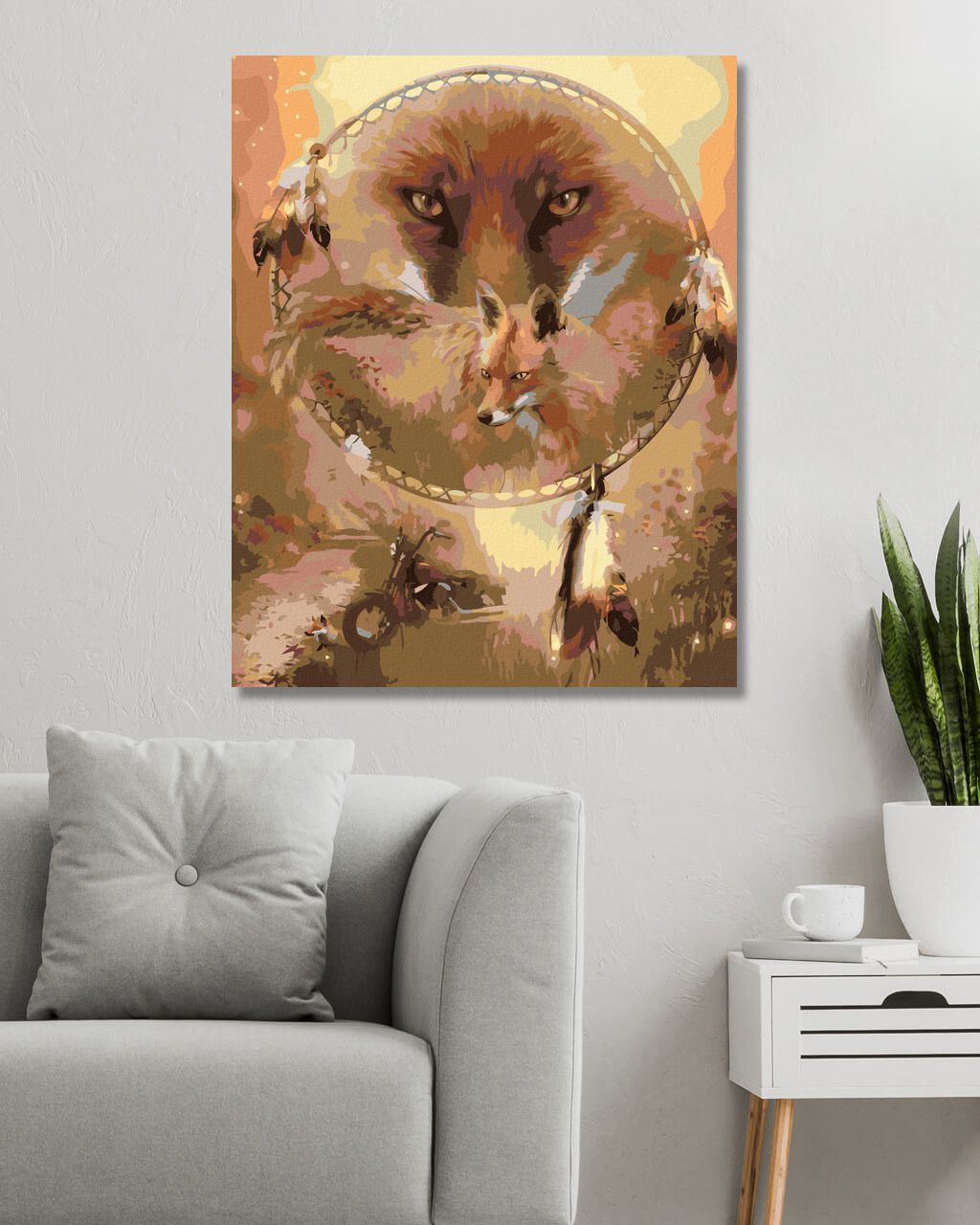 zuty Malování podle čísel – LIŠKA A LAPAČ SNŮ (CAROL CAVALARIS) - Rozměr: 40x50 cm, Rámování: Varianta: vypnuté plátno na rám - obrázek 7