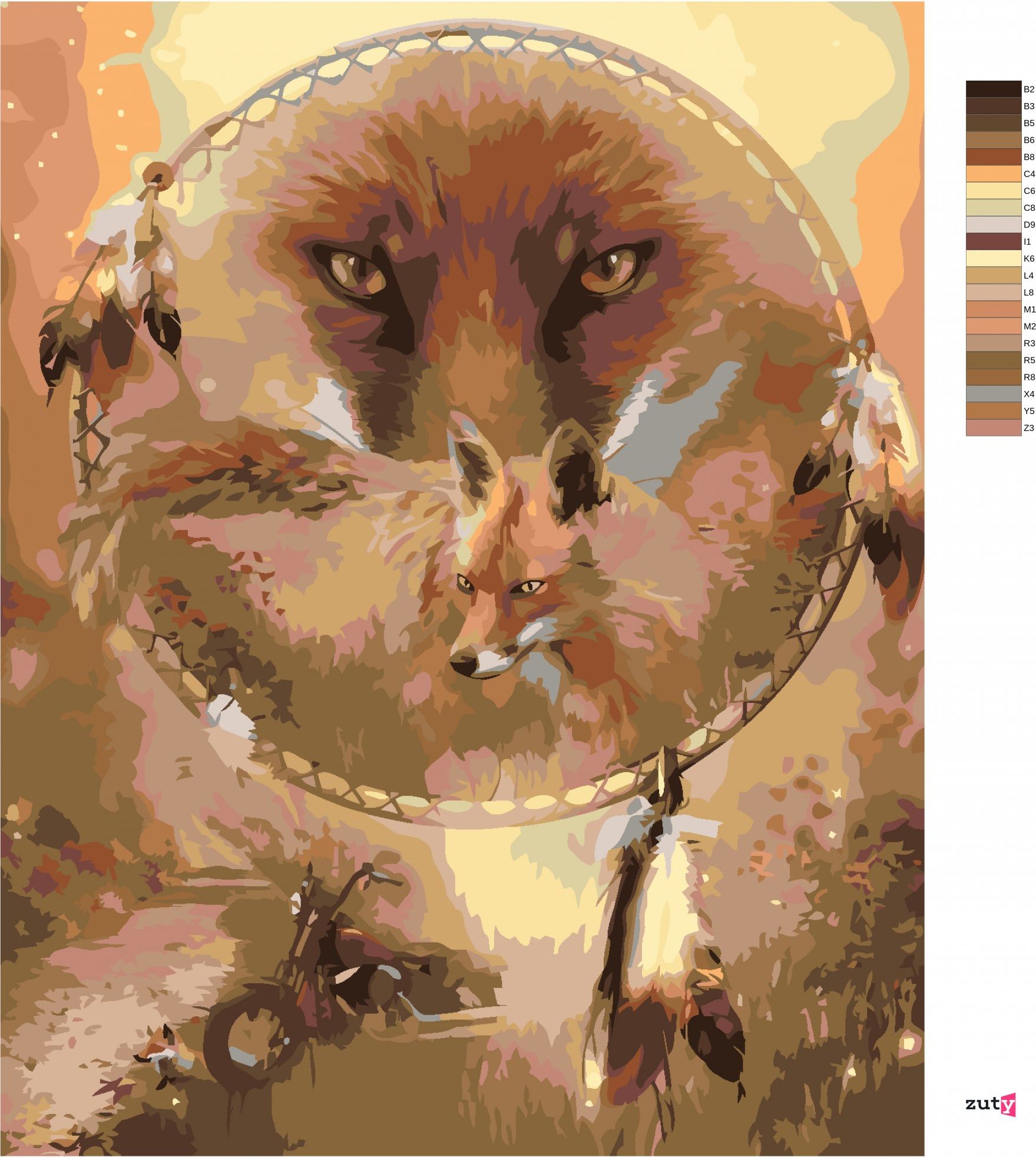 zuty Malování podle čísel – LIŠKA A LAPAČ SNŮ (CAROL CAVALARIS) - Rozměr: 40x50 cm, Rámování: Varianta: vypnuté plátno na rám - obrázek 9