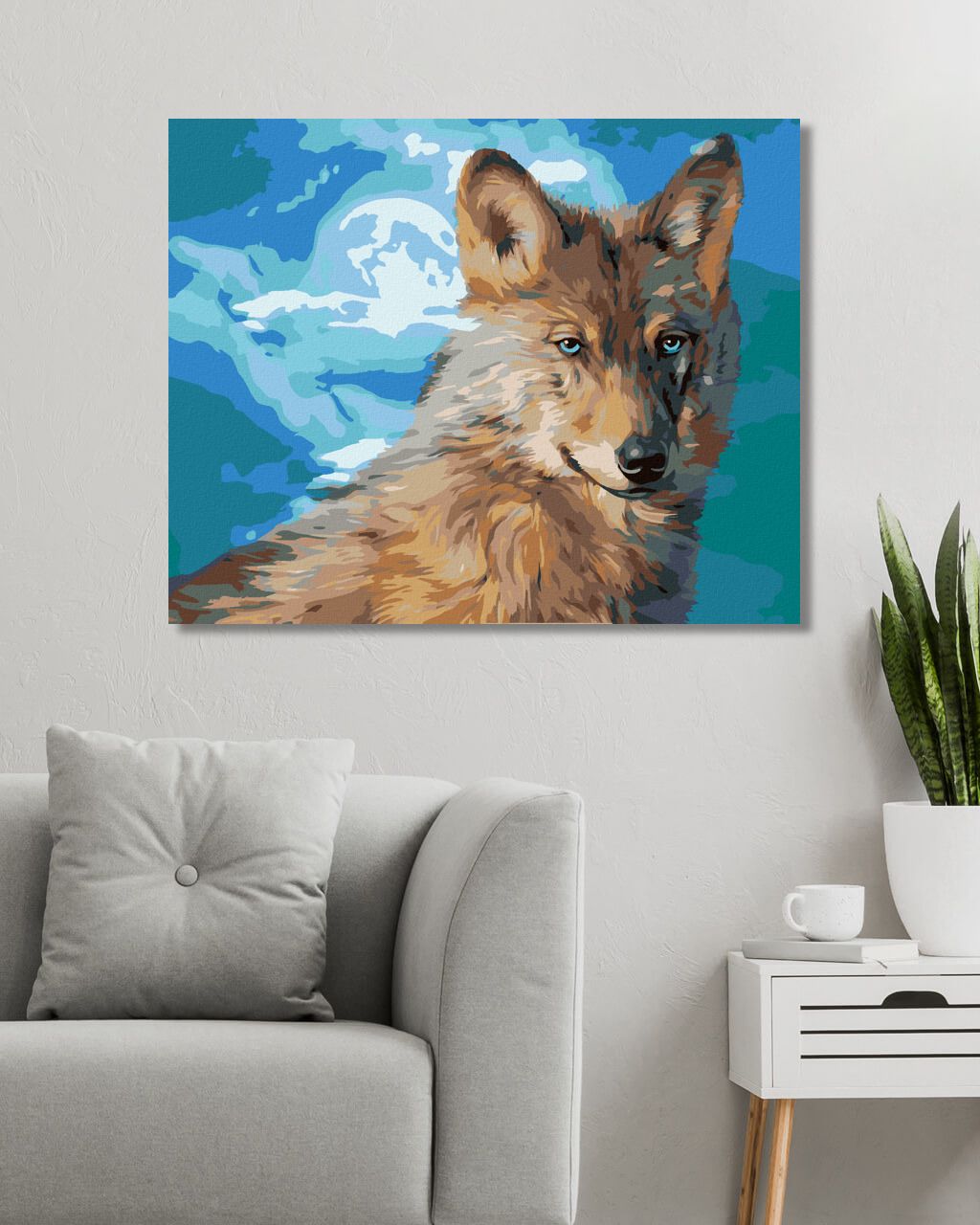 zuty Malování podle čísel – VLK VE SVITU ÚPLŇKU (CAROL CAVALARIS) - Rozměr: 40x50 cm, Rámování: Varianta: bez rámu a bez vypnutí plátna - obrázek 6