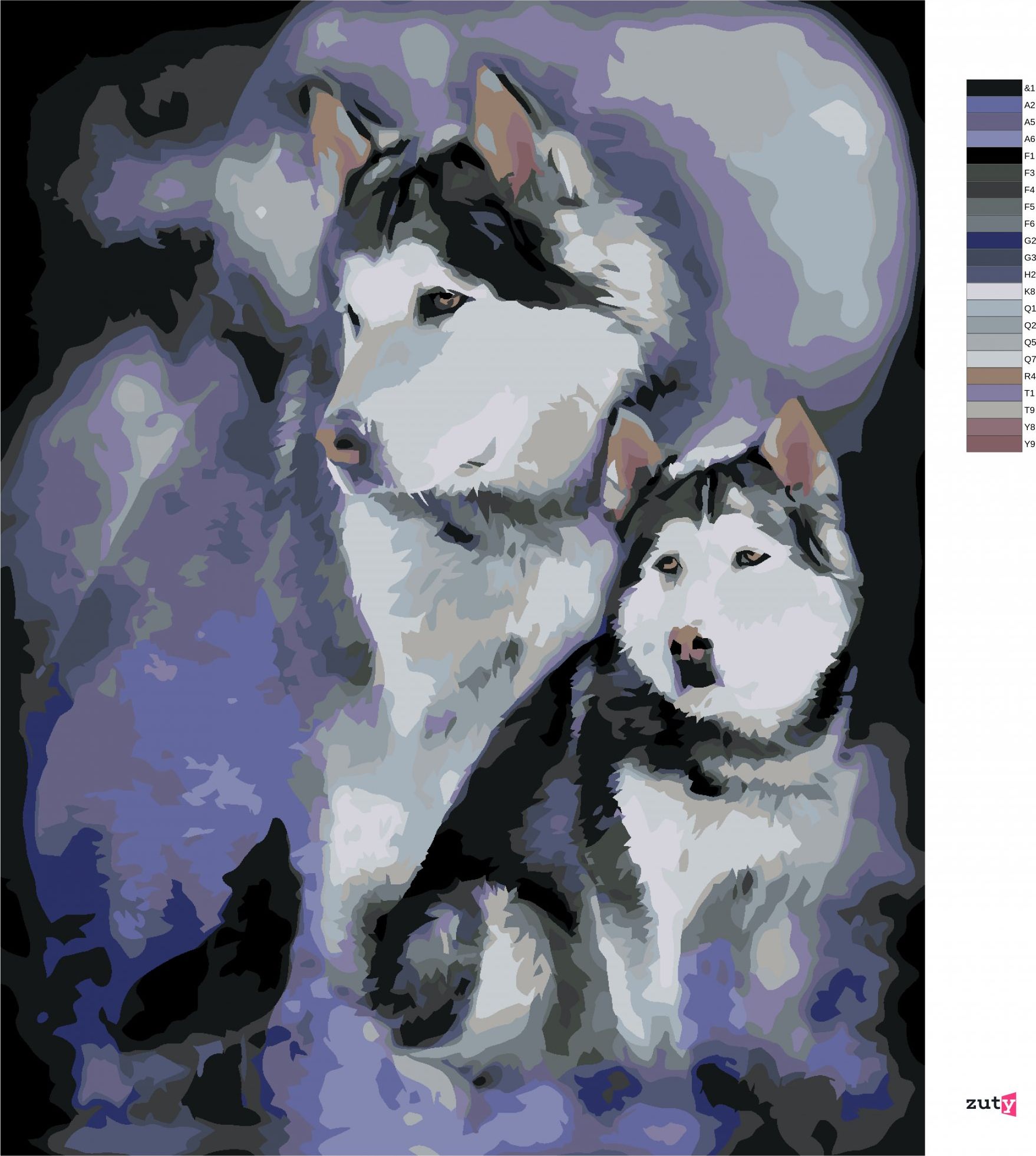 zuty Malování podle čísel – ALJAŠSKÝ MALAMUT (CAROL CAVALARIS) - Rozměr: 40x50 cm, Rámování: Varianta: bez rámu a bez vypnutí plátna - obrázek 9