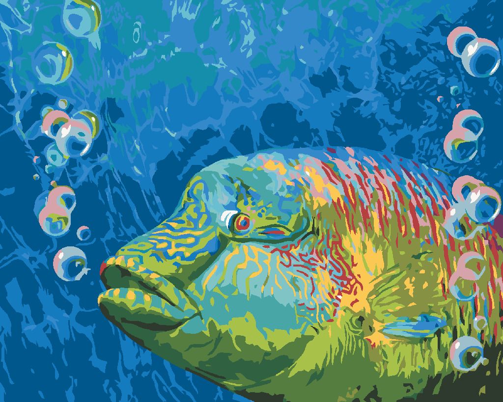 zuty Malování podle čísel - BAREVNÁ RYBA A BUBLINY (CAROL CAVALARIS) - Rozměr: 40x50 cm, Rámování: Varianta: vypnuté plátno na rám - obrázek 10