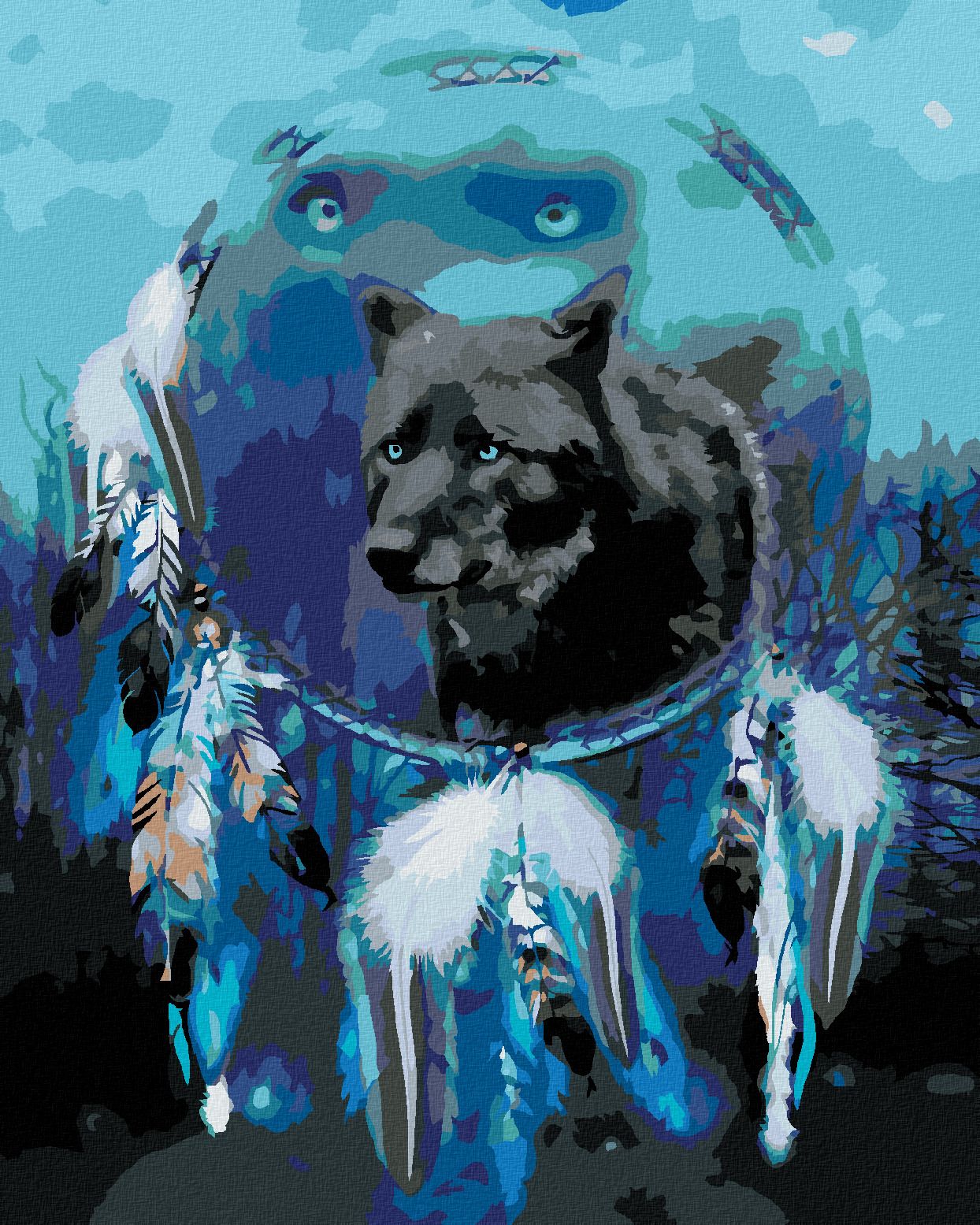 zuty Malování podle čísel – VLK A LAPAČ SNŮ II (CAROL CAVALARIS) - Rozměr: 40x50 cm, Rámování: Varianta: bez rámu a bez vypnutí plátna - obrázek 1