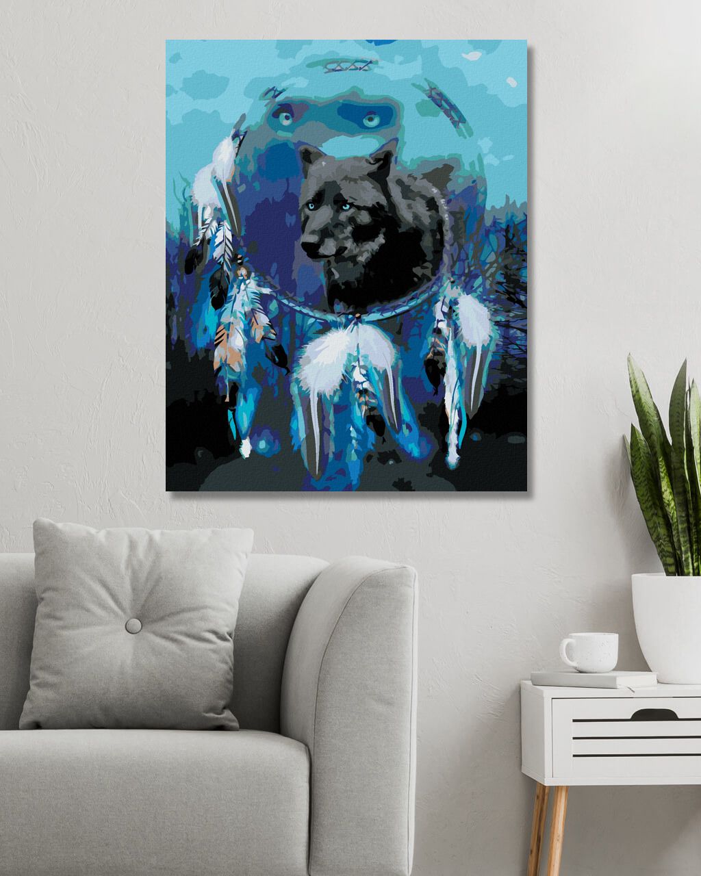 zuty Malování podle čísel – VLK A LAPAČ SNŮ II (CAROL CAVALARIS) - Rozměr: 40x50 cm, Rámování: Varianta: bez rámu a bez vypnutí plátna - obrázek 9
