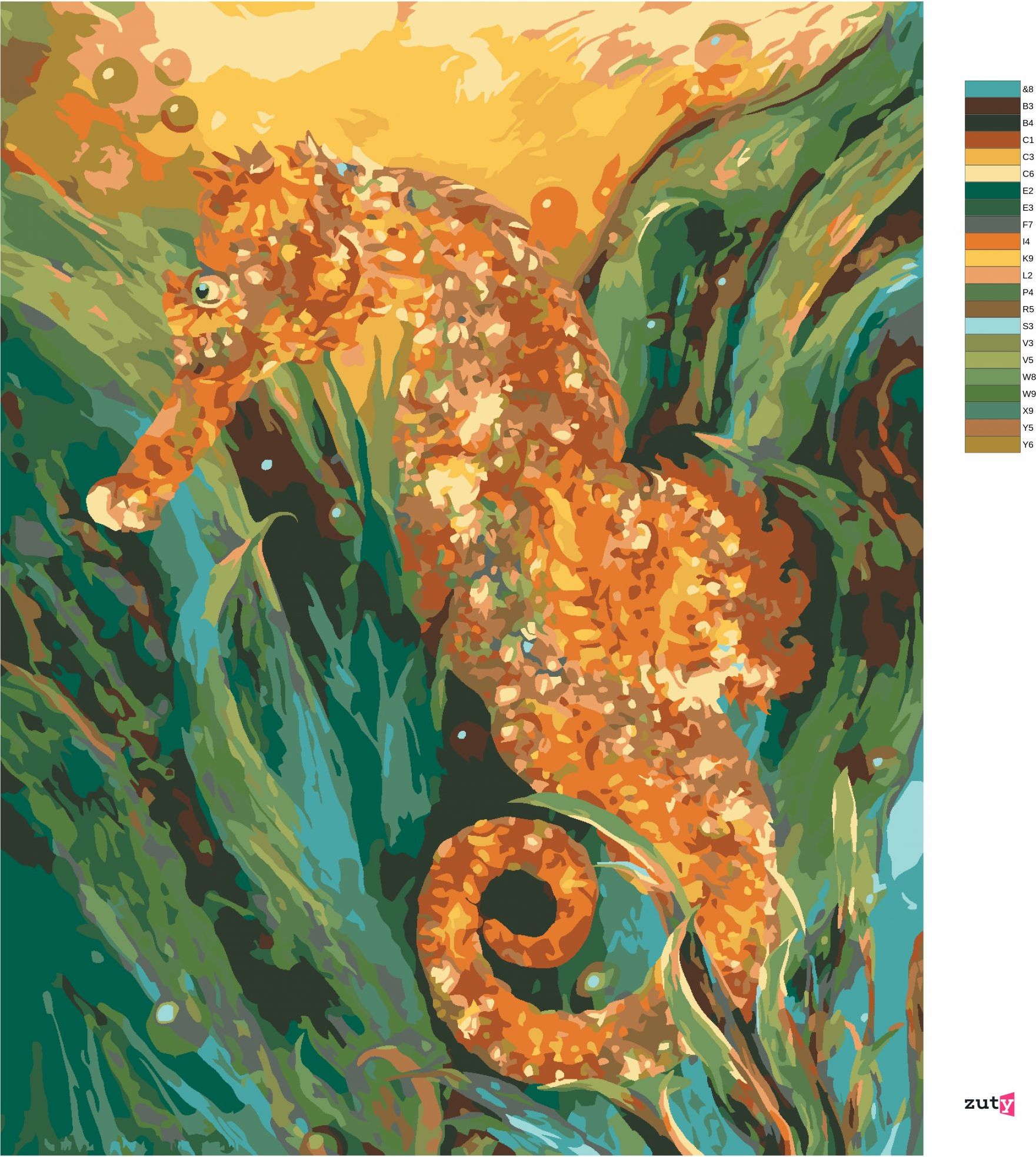 zuty Malování podle čísel – MOŘSKÝ KONÍK (CAROL CAVALARIS) - Rozměr: 40x50 cm, Rámování: Varianta: bez rámu a bez vypnutí plátna - obrázek 3