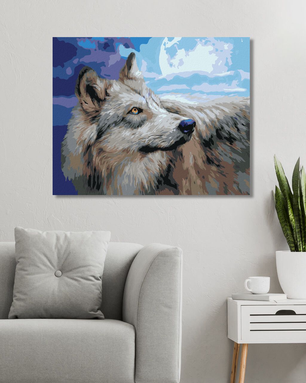 zuty Malování podle čísel – VLK A ÚPLNĚK (CAROL CAVALARIS) - Rozměr: 40x50 cm, Rámování: Varianta: vypnuté plátno na rám - obrázek 8