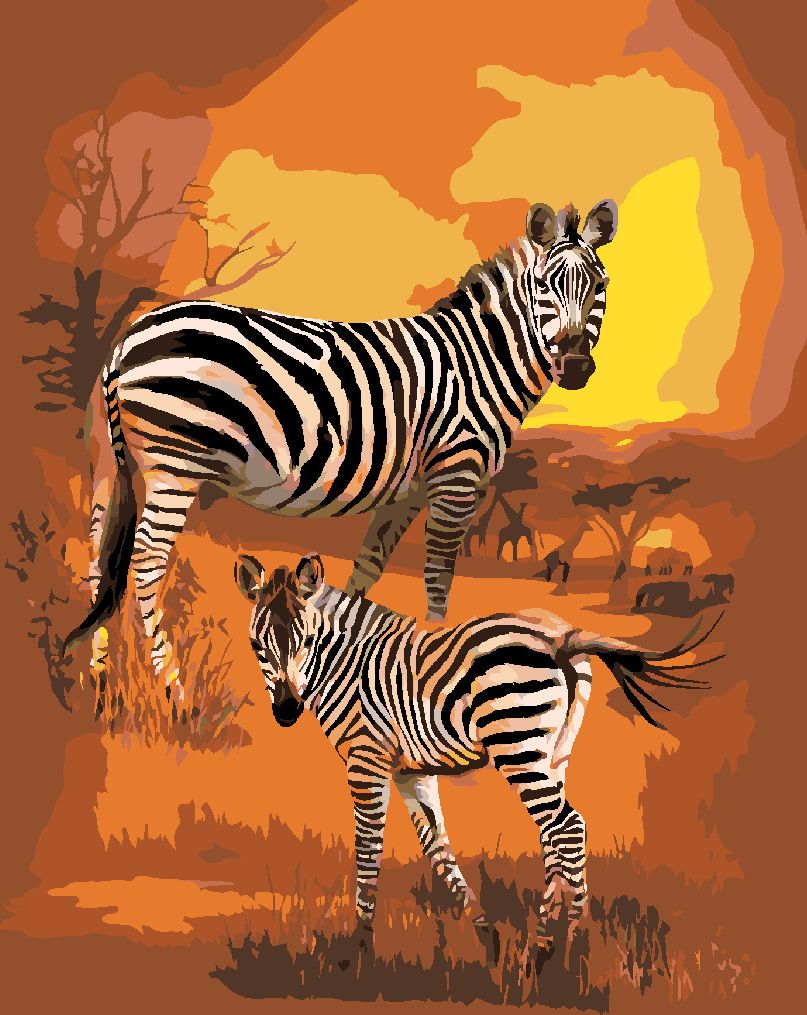 zuty Malování podle čísel - ZEBRA A MLÁDĚ (CAROL CAVALARIS) - Rozměr: 40x50 cm, Rámování: Varianta: bez rámu a bez vypnutí plátna - obrázek 7