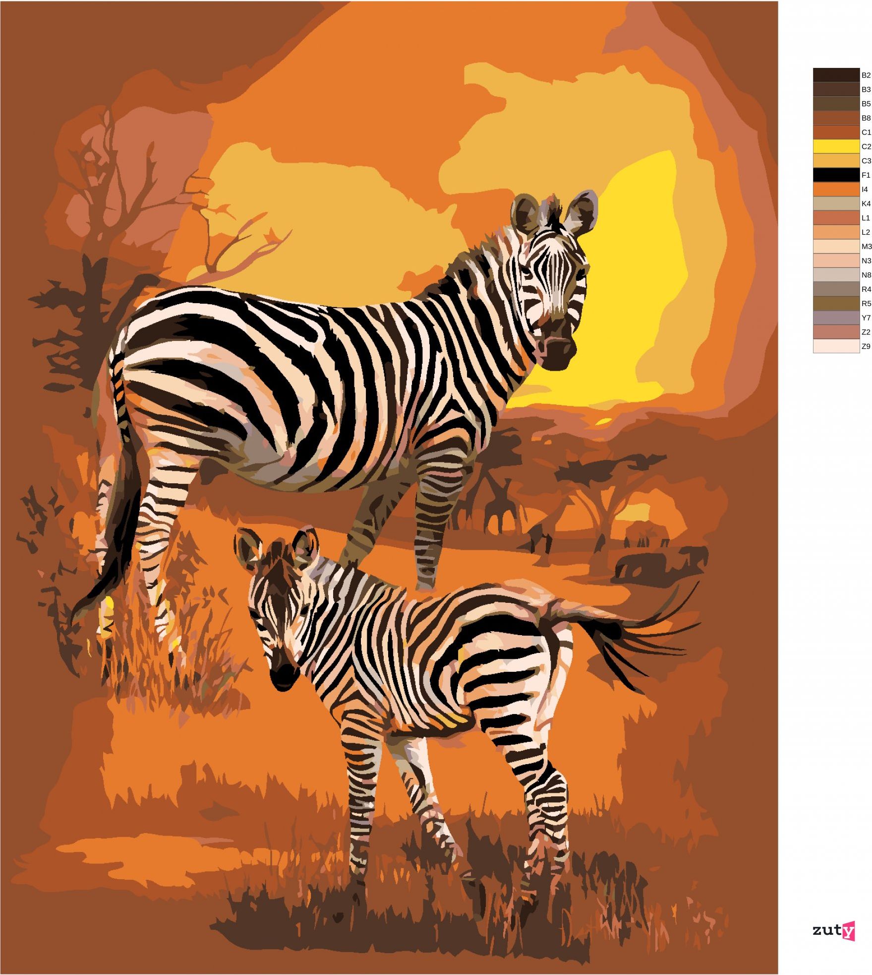 zuty Malování podle čísel - ZEBRA A MLÁDĚ (CAROL CAVALARIS) - Rozměr: 40x50 cm, Rámování: Varianta: vypnuté plátno na rám - obrázek 8