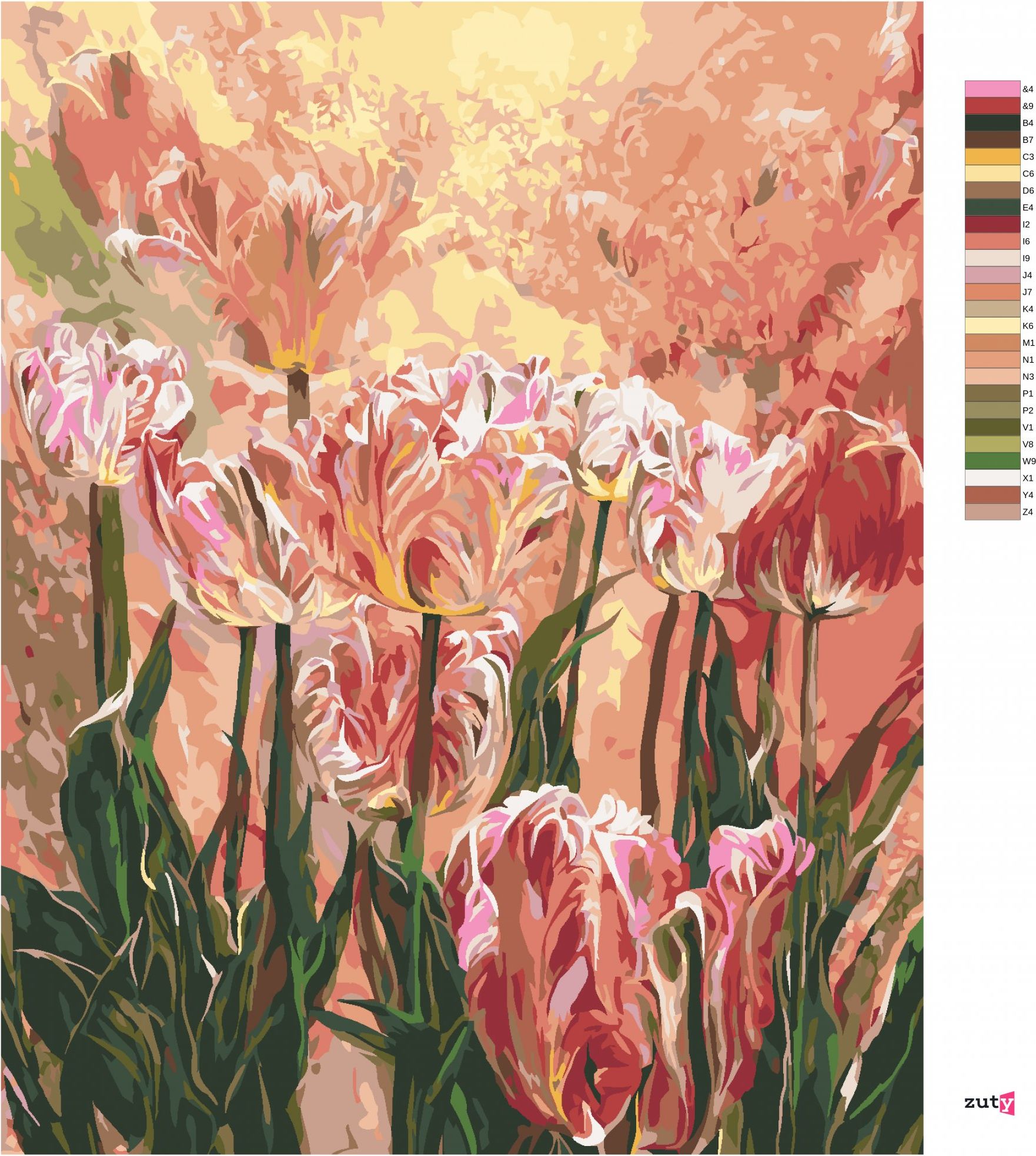 zuty Malování podle čísel - TULIPÁNY (CAROL CAVALARIS) - Rozměr: 40x50 cm, Rámování: Varianta: bez rámu a bez vypnutí plátna - obrázek 4